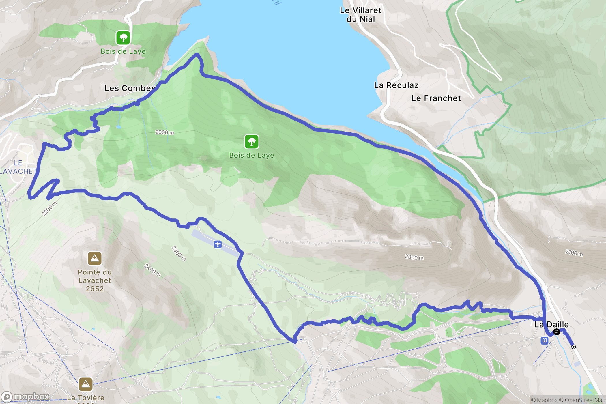 Val-d'Isère : carte du parcours de randonnée - France