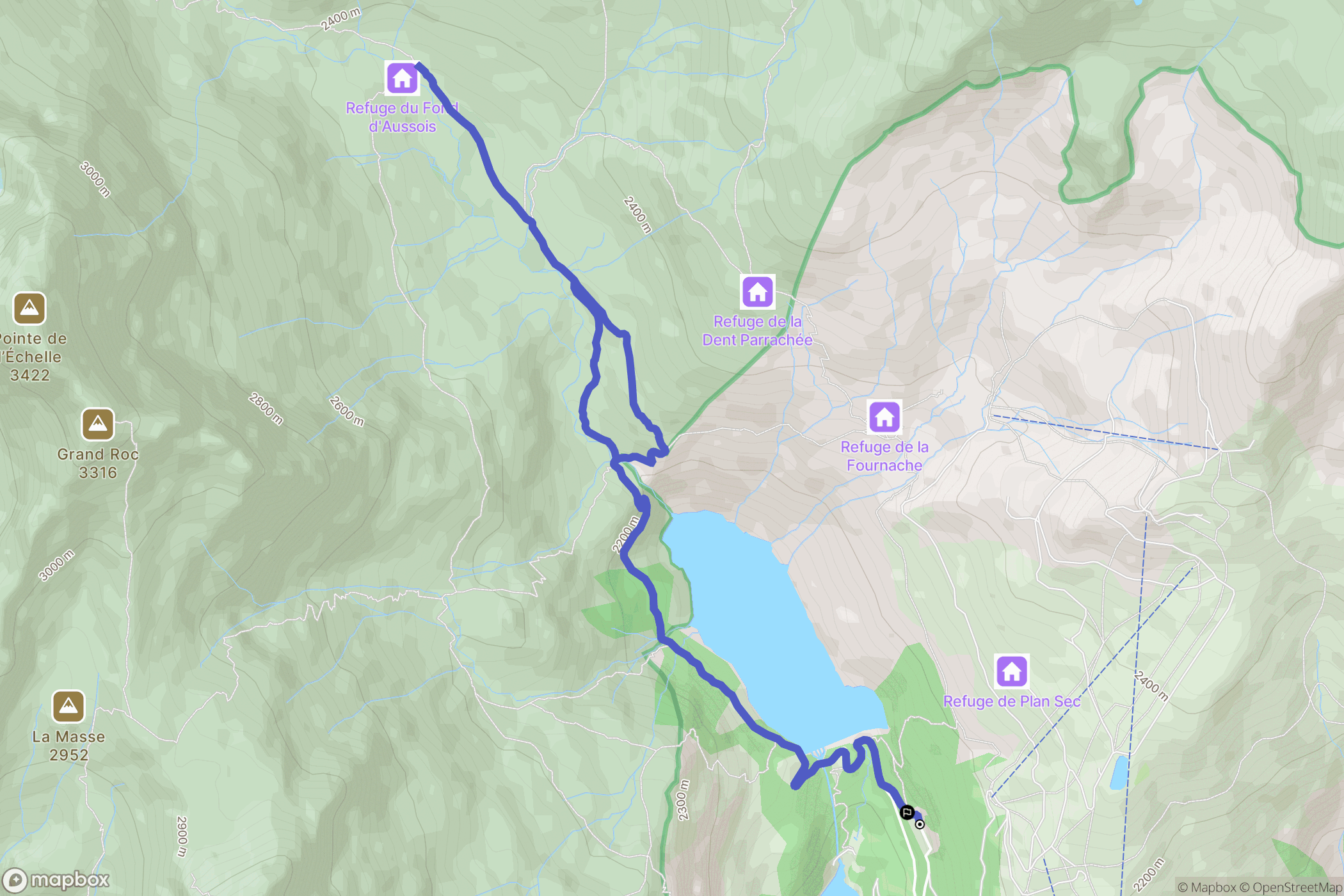 Aussois : carte du parcours de randonnée - France