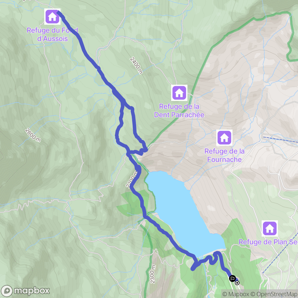 Aussois : carte du parcours de randonnée - France