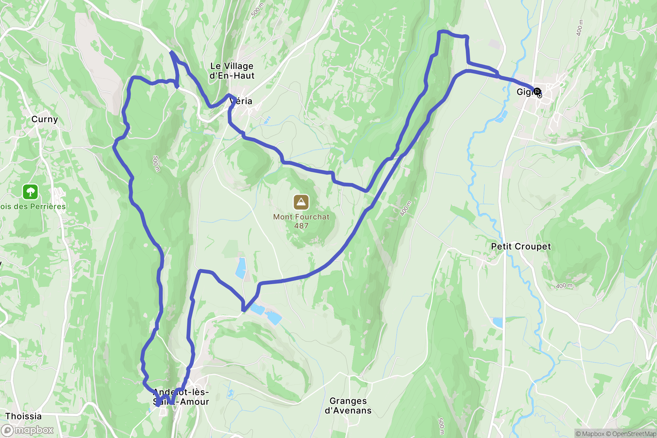 Gigny : carte du parcours de randonnée - France