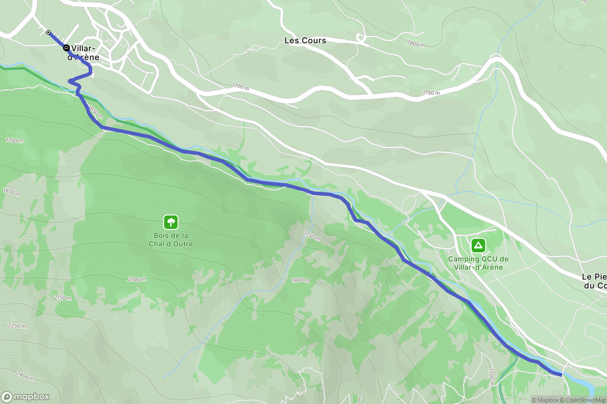 Villar-d'Arène : carte du parcours de randonnée - France