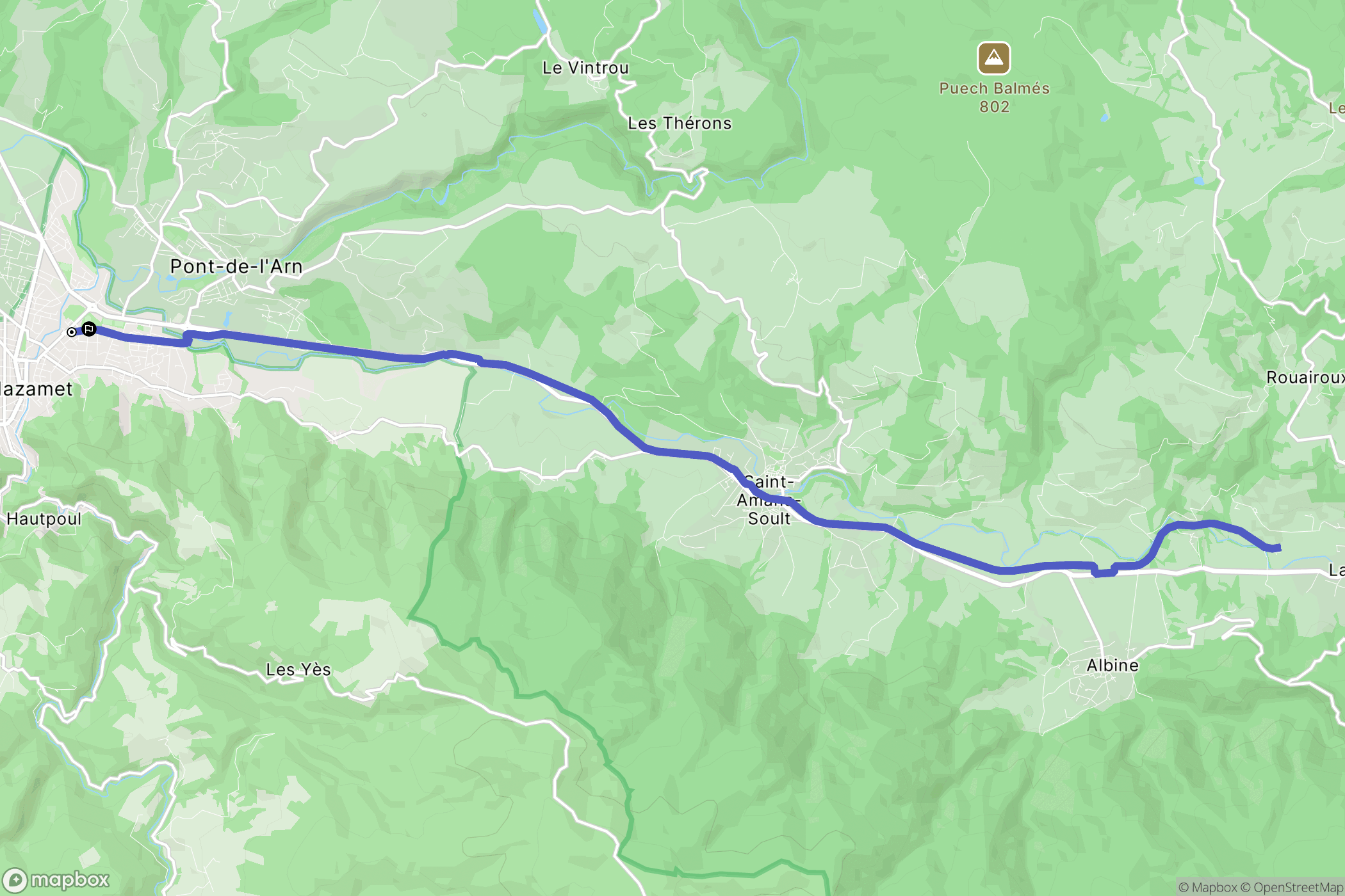 Mazamet : carte du parcours de randonnée - France