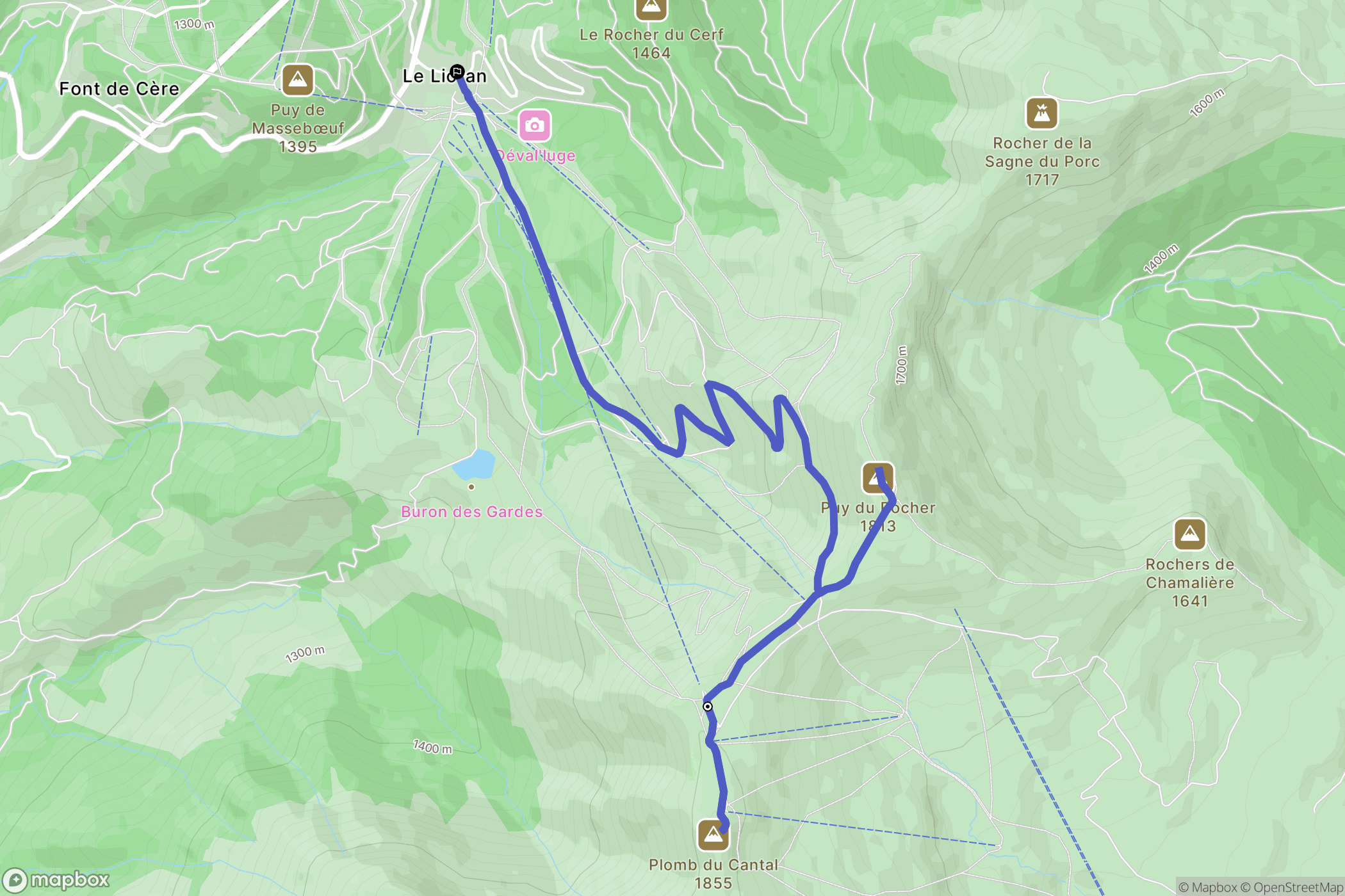Saint-Jacques-des-Blats : carte du parcours de randonnée - France