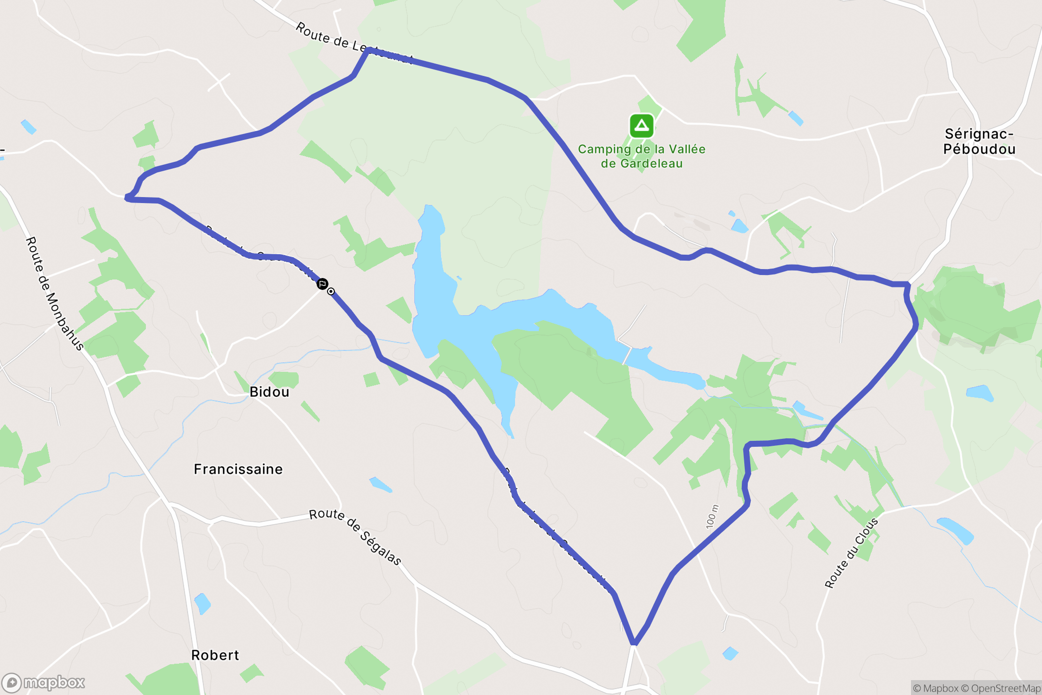Saint-Colomb-de-Lauzun : carte du parcours de randonnée - France