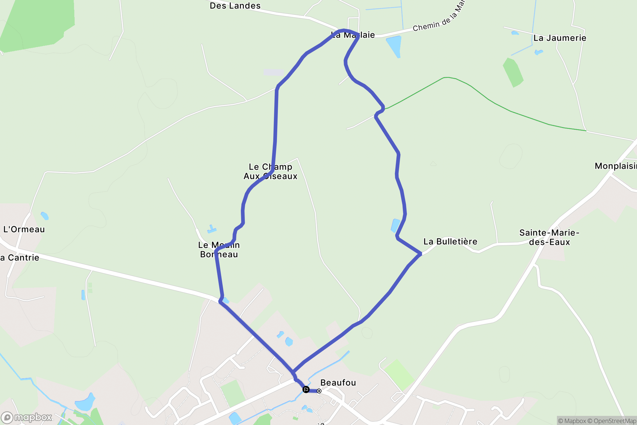 Beaufou : carte du parcours de randonnée - France
