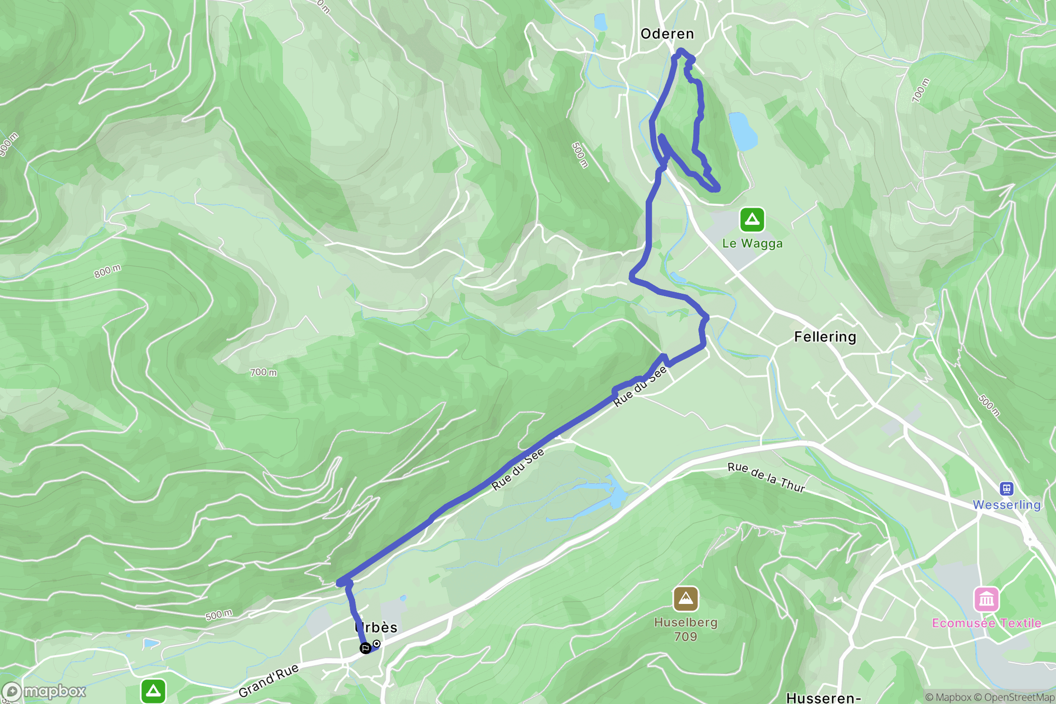 Urbès : carte du parcours de randonnée - France