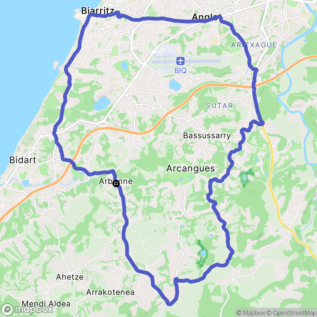 Arbonne : carte du parcours de randonnée - France