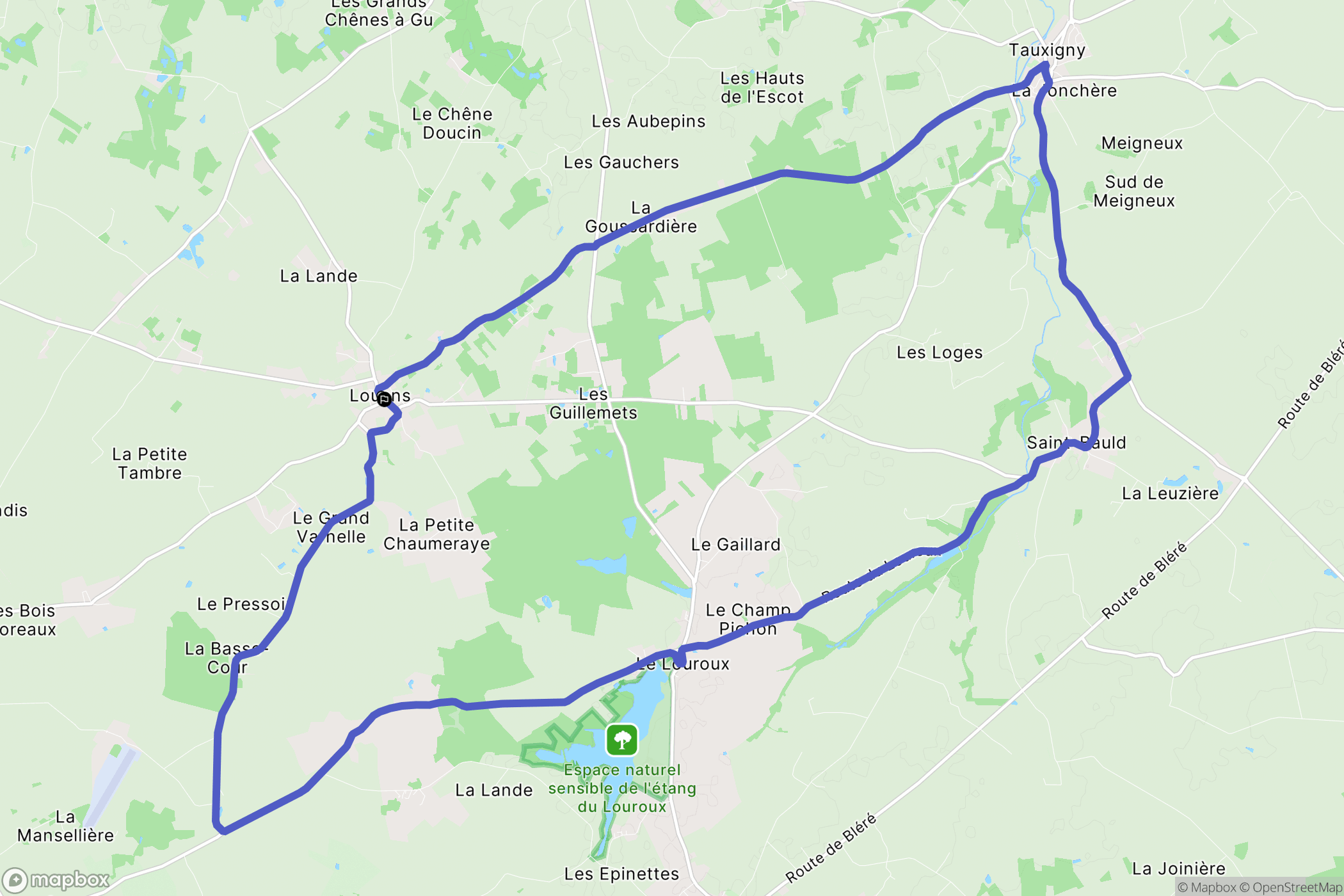 Louans : carte du parcours de randonnée - France