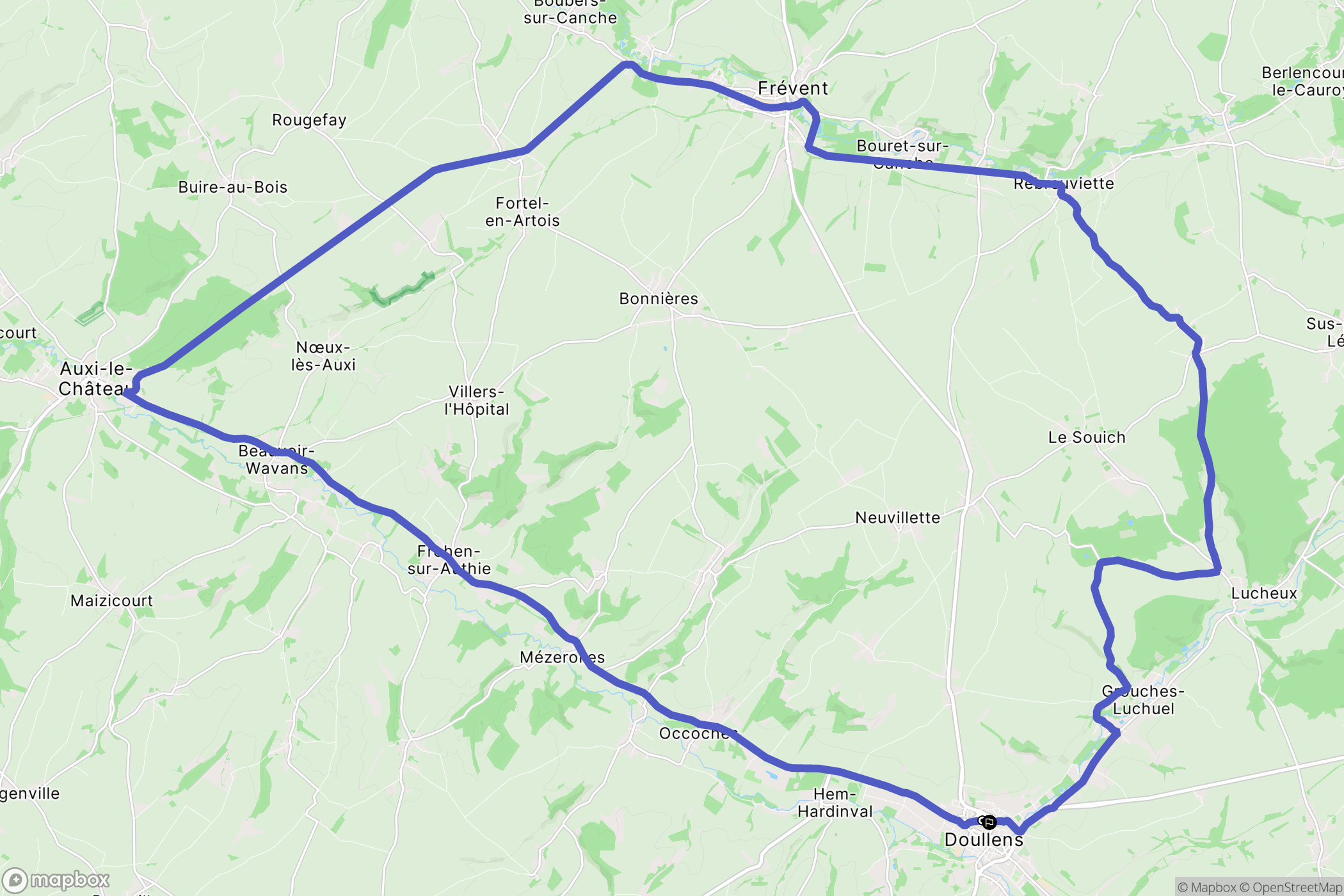 Doullens : carte du parcours de randonnée - France