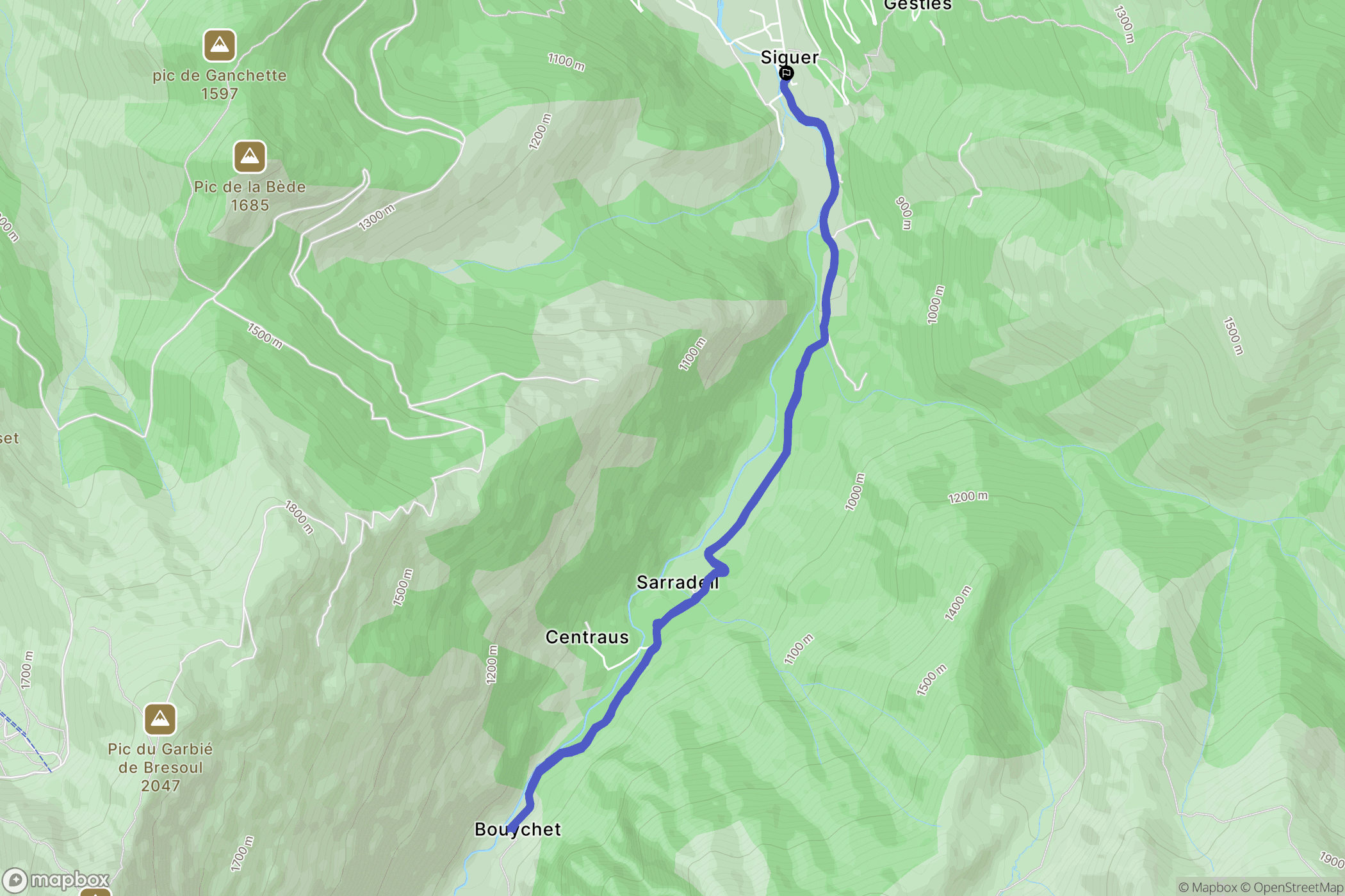 Siguer : carte du parcours de randonnée - France