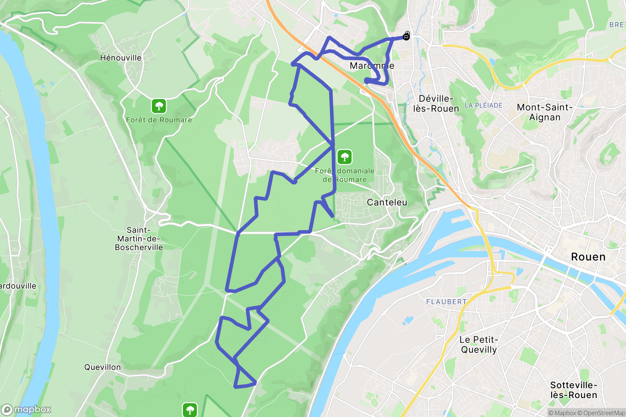 Maromme : carte du parcours de randonnée - France