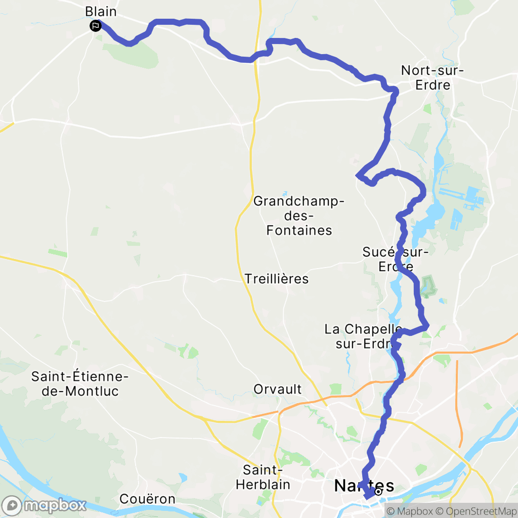 Nantes : carte du parcours de randonnée - France
