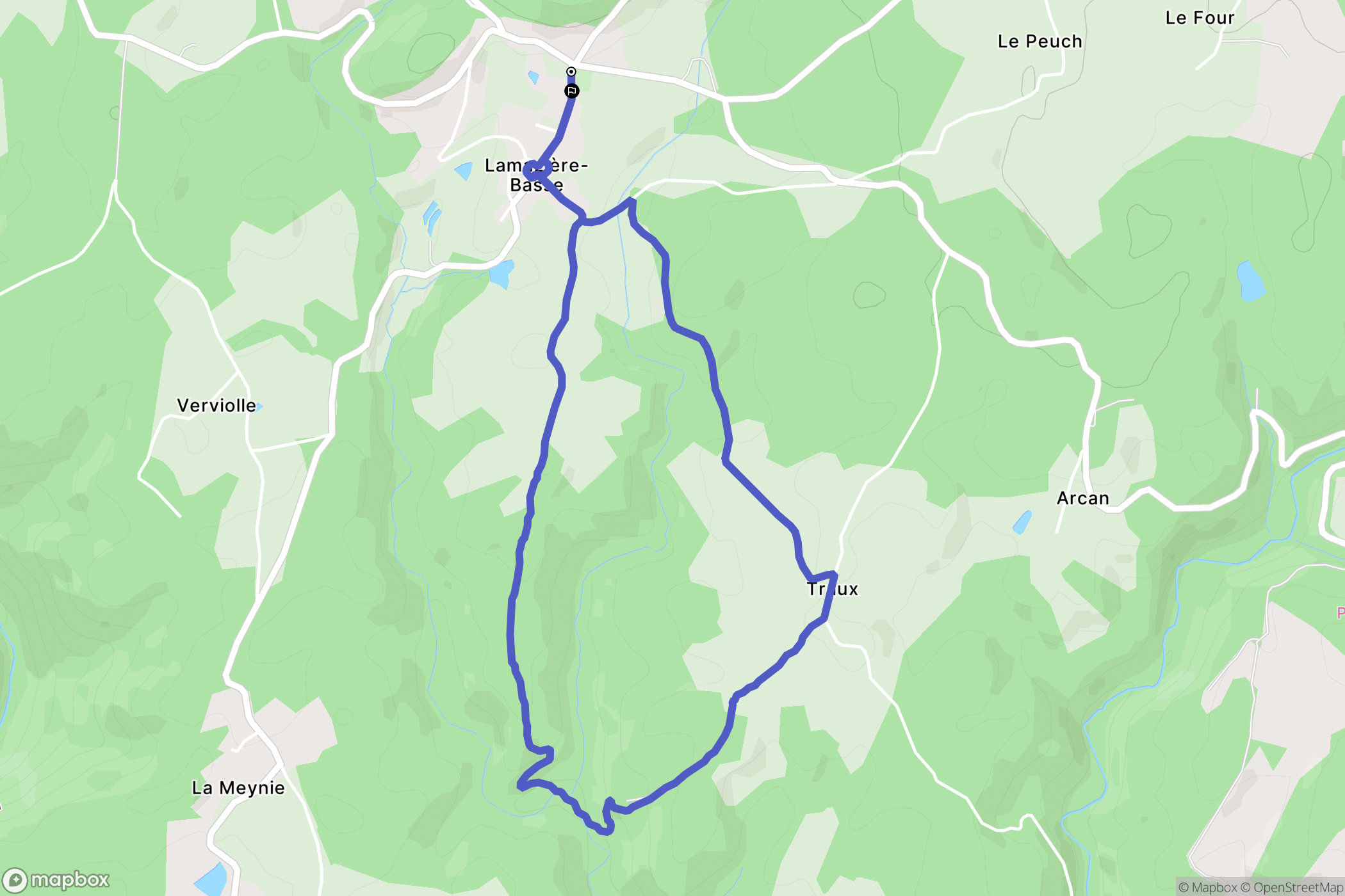 Lamazière-Basse : carte du parcours de randonnée - France