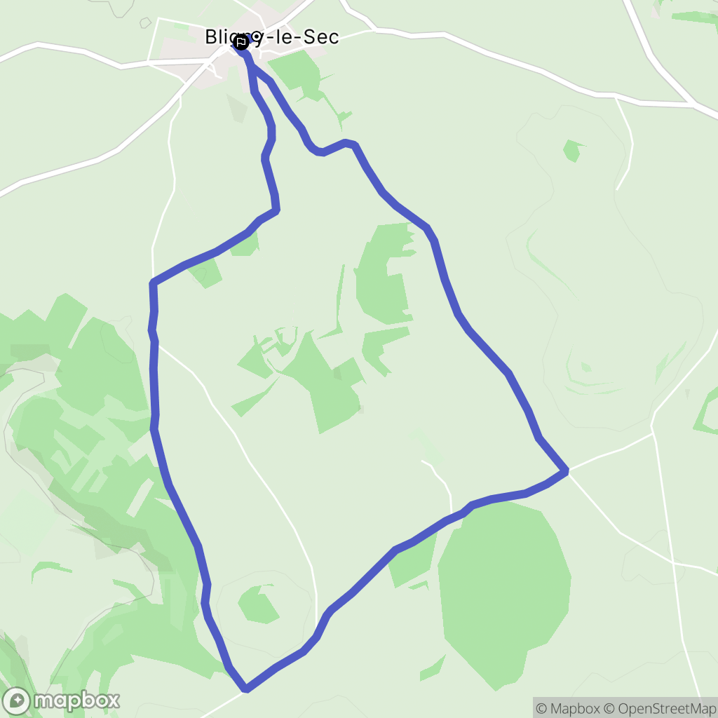 Bligny-le-Sec : carte du parcours de randonnée - France