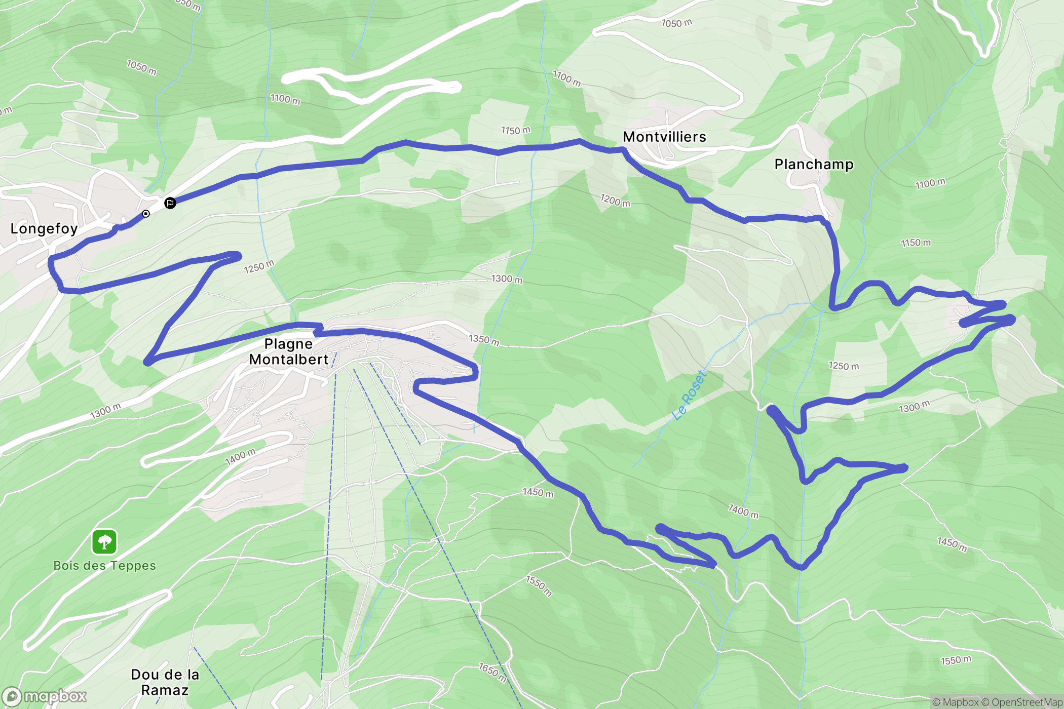 Aime-la-Plagne : carte du parcours de randonnée - France
