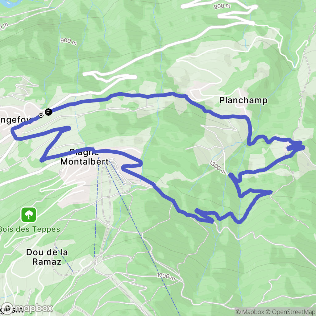Aime-la-Plagne : carte du parcours de randonnée - France