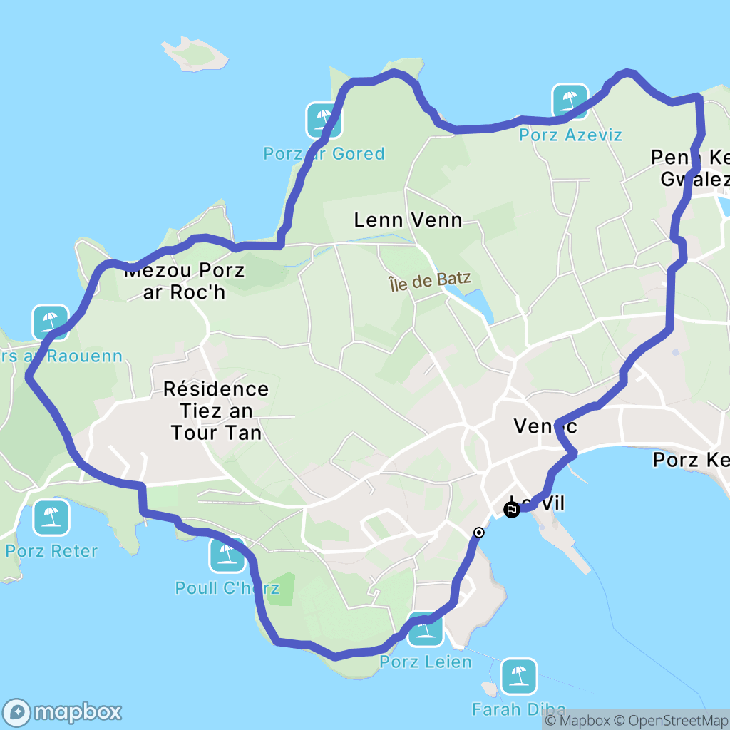 Île-de-Batz : carte du parcours de randonnée - France