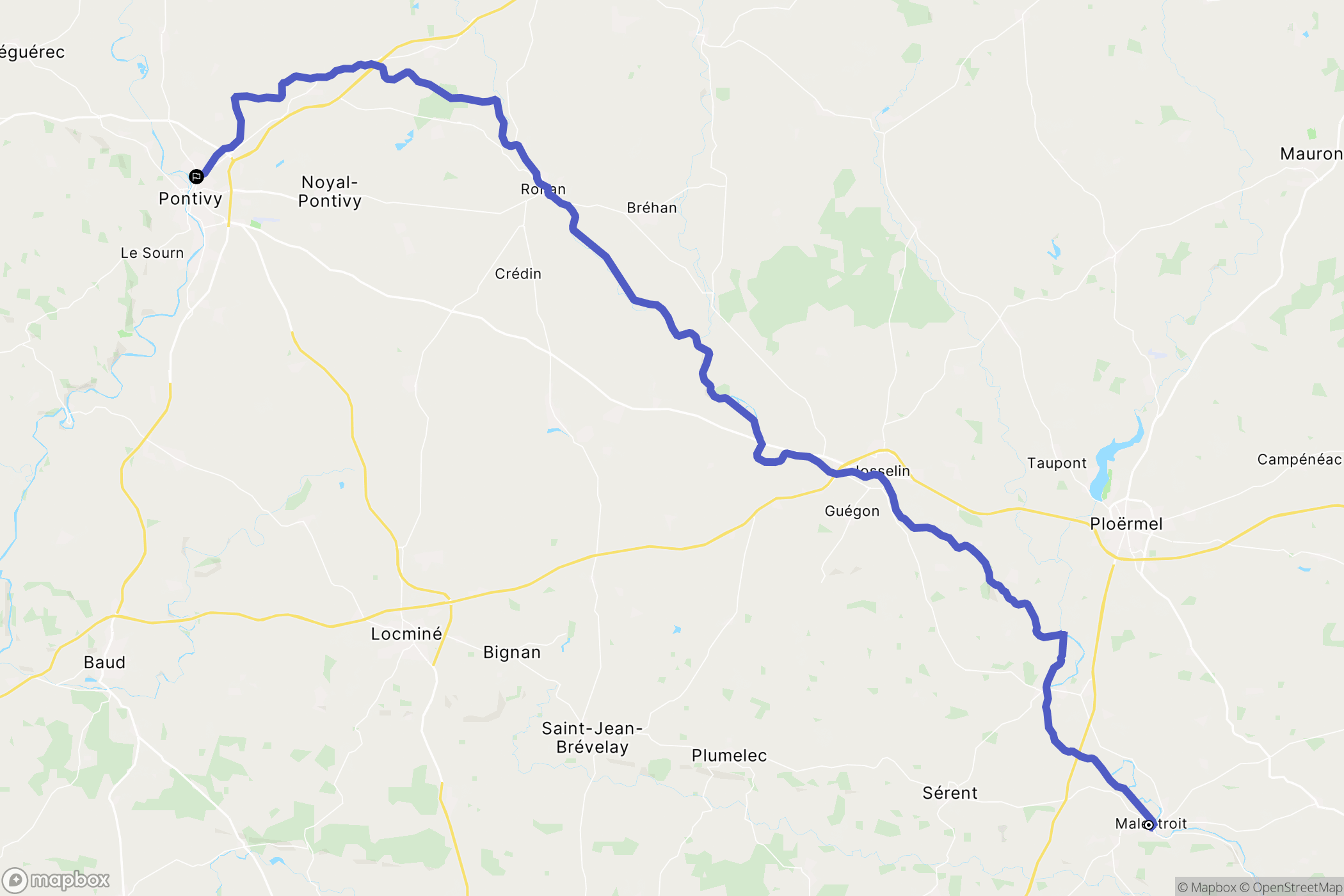 Malestroit : carte du parcours de randonnée - France