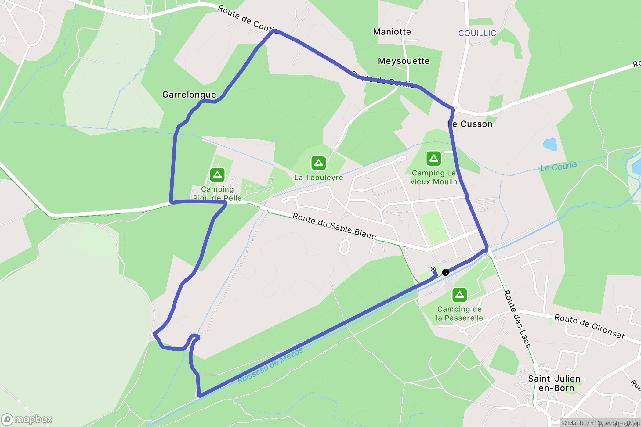 Saint-Julien-en-Born : carte du parcours de randonnée - France