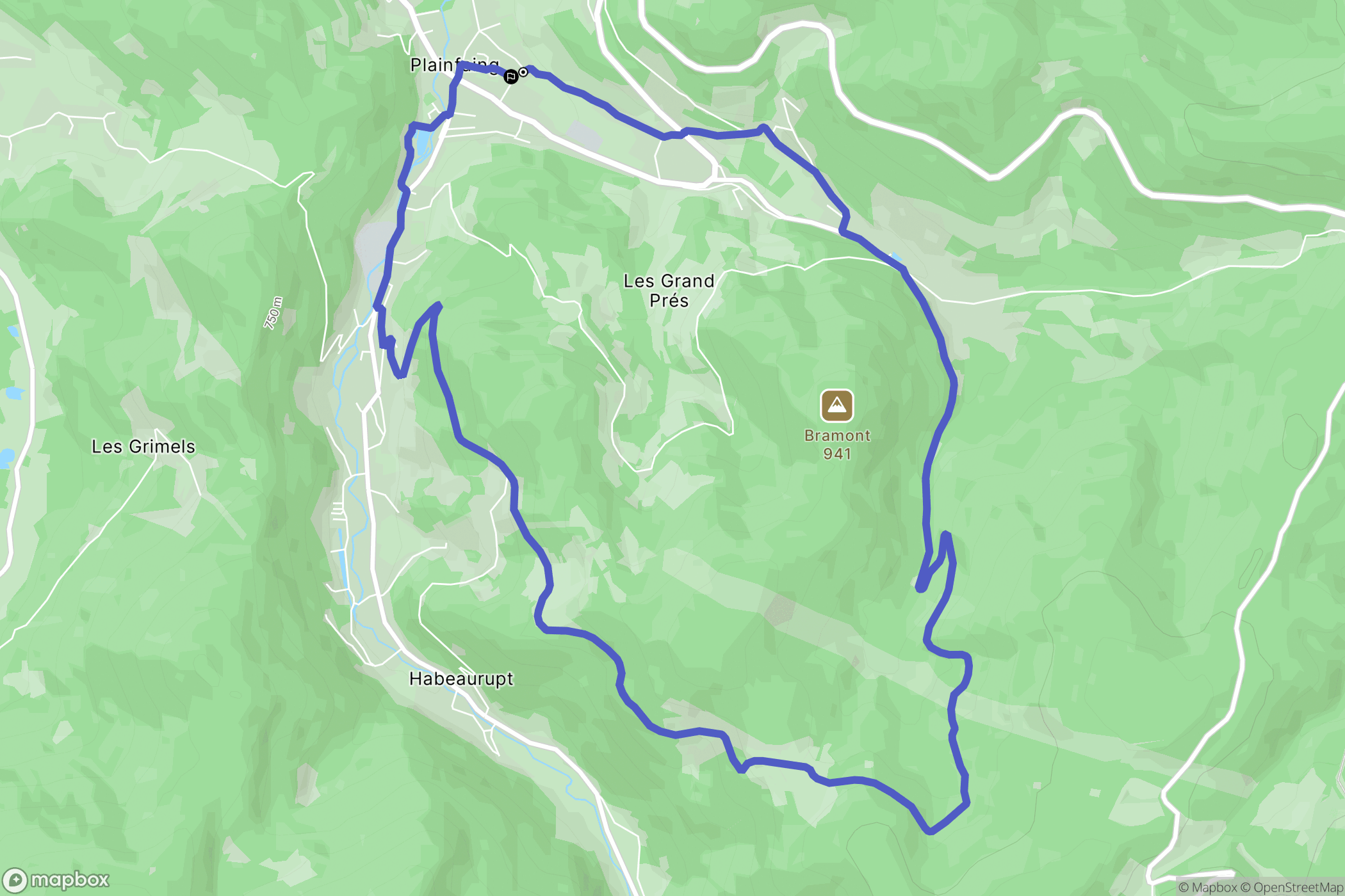 Plainfaing : carte du parcours de randonnée - France