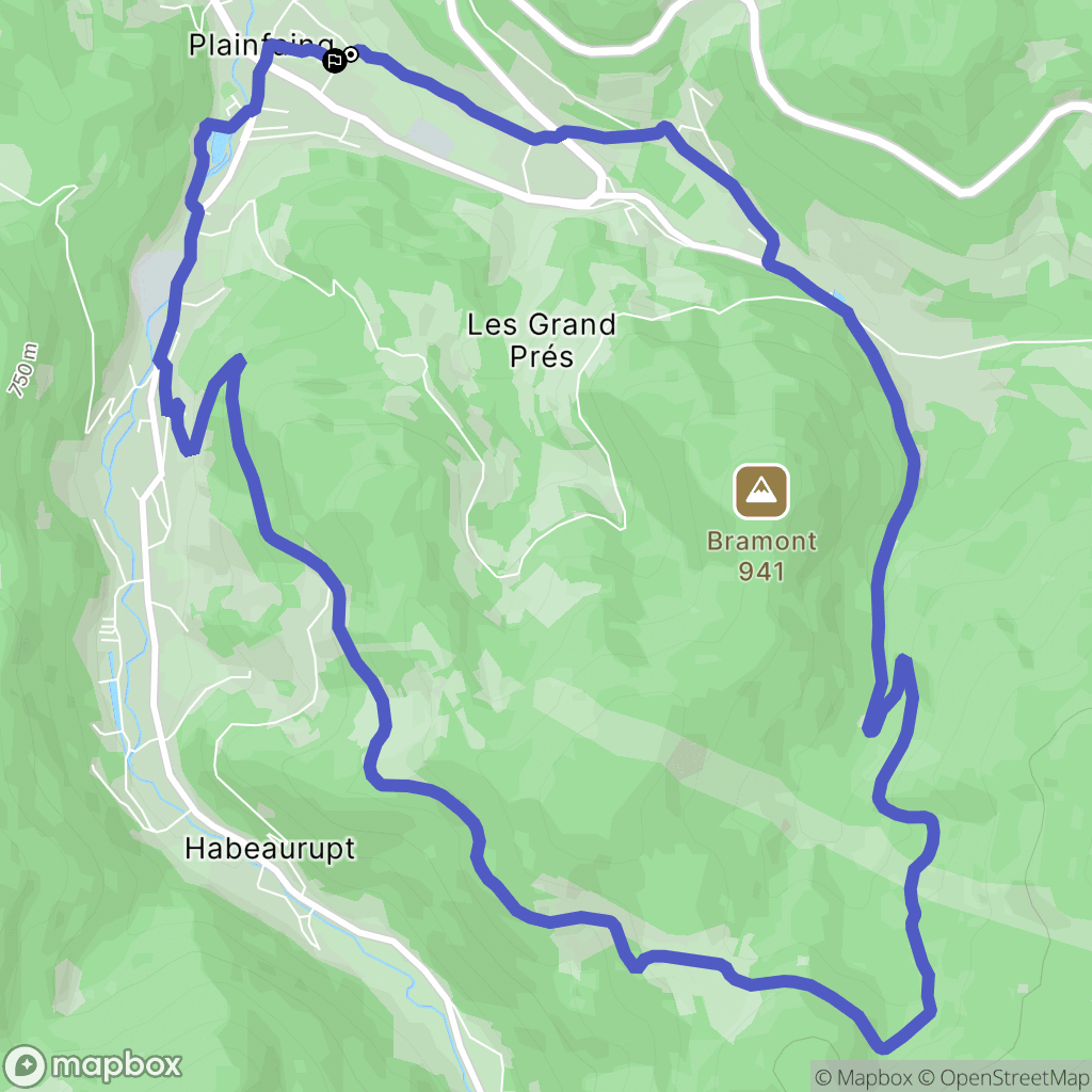 Plainfaing : carte du parcours de randonnée - France