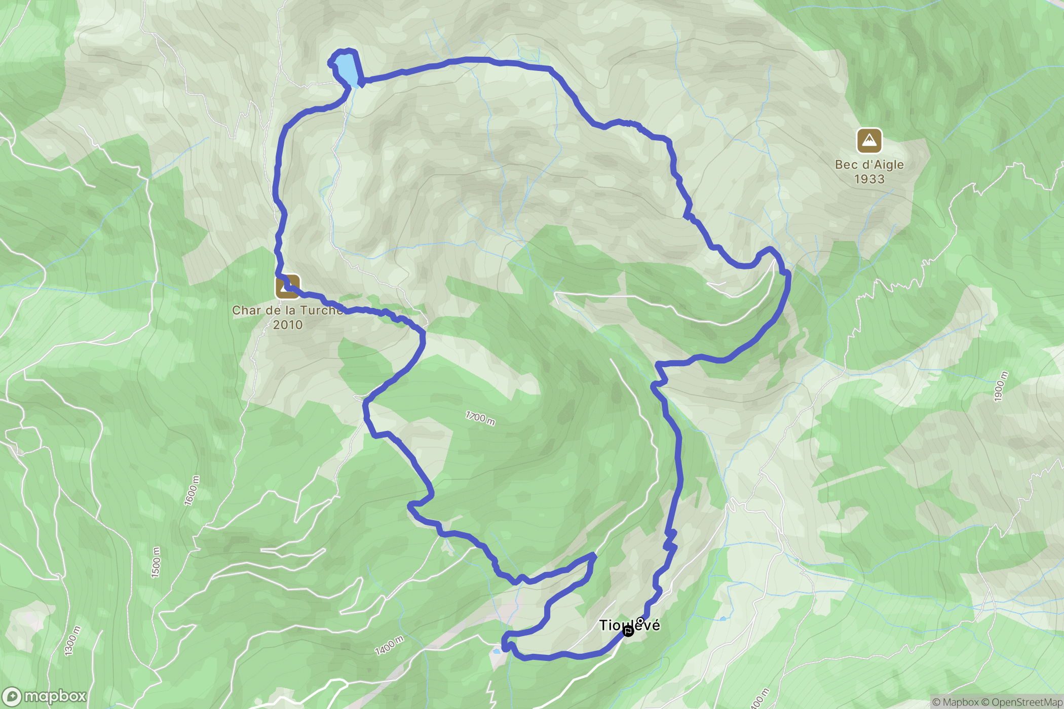 Montsapey : carte du parcours de randonnée - France