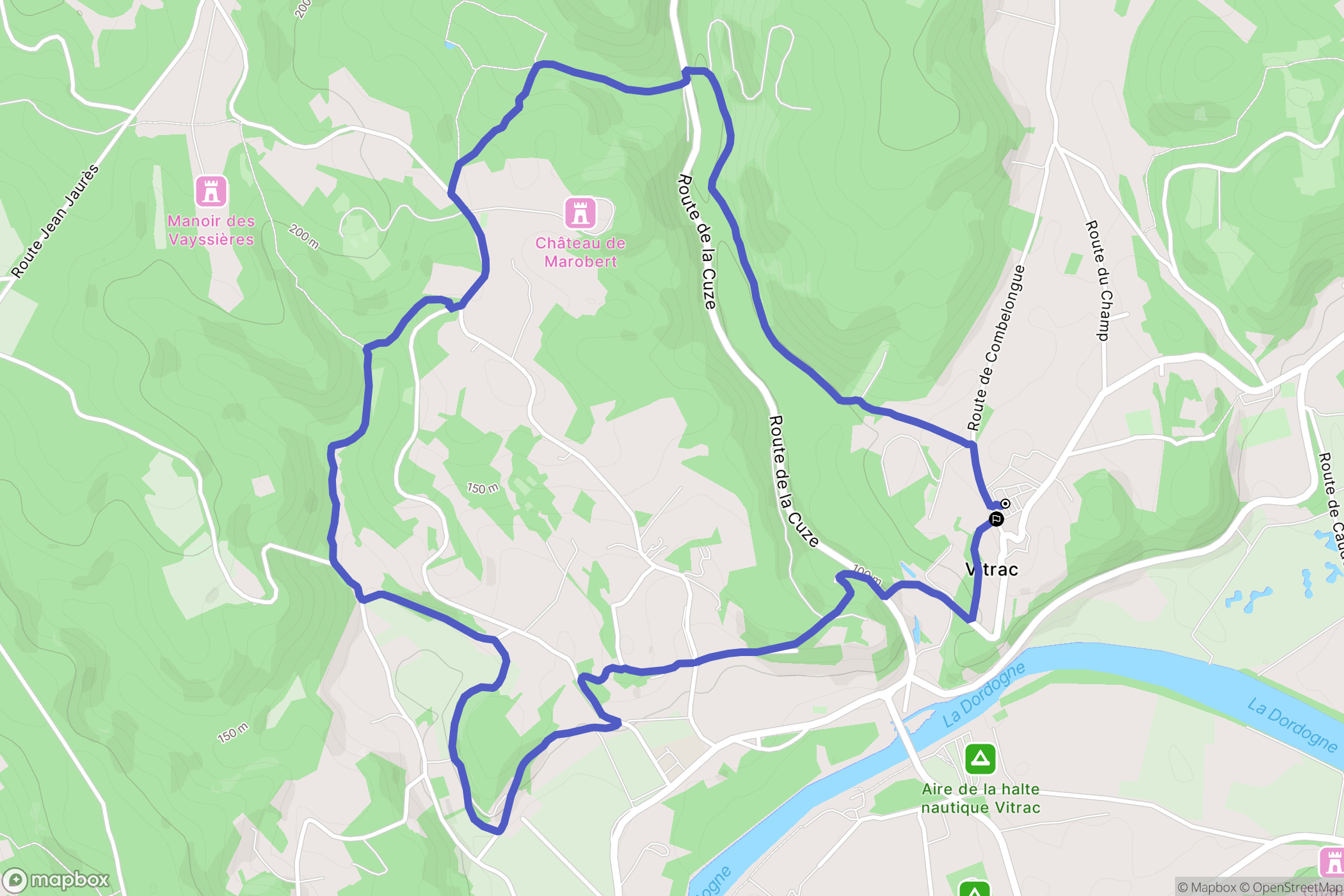 Vitrac : carte du parcours de randonnée - France
