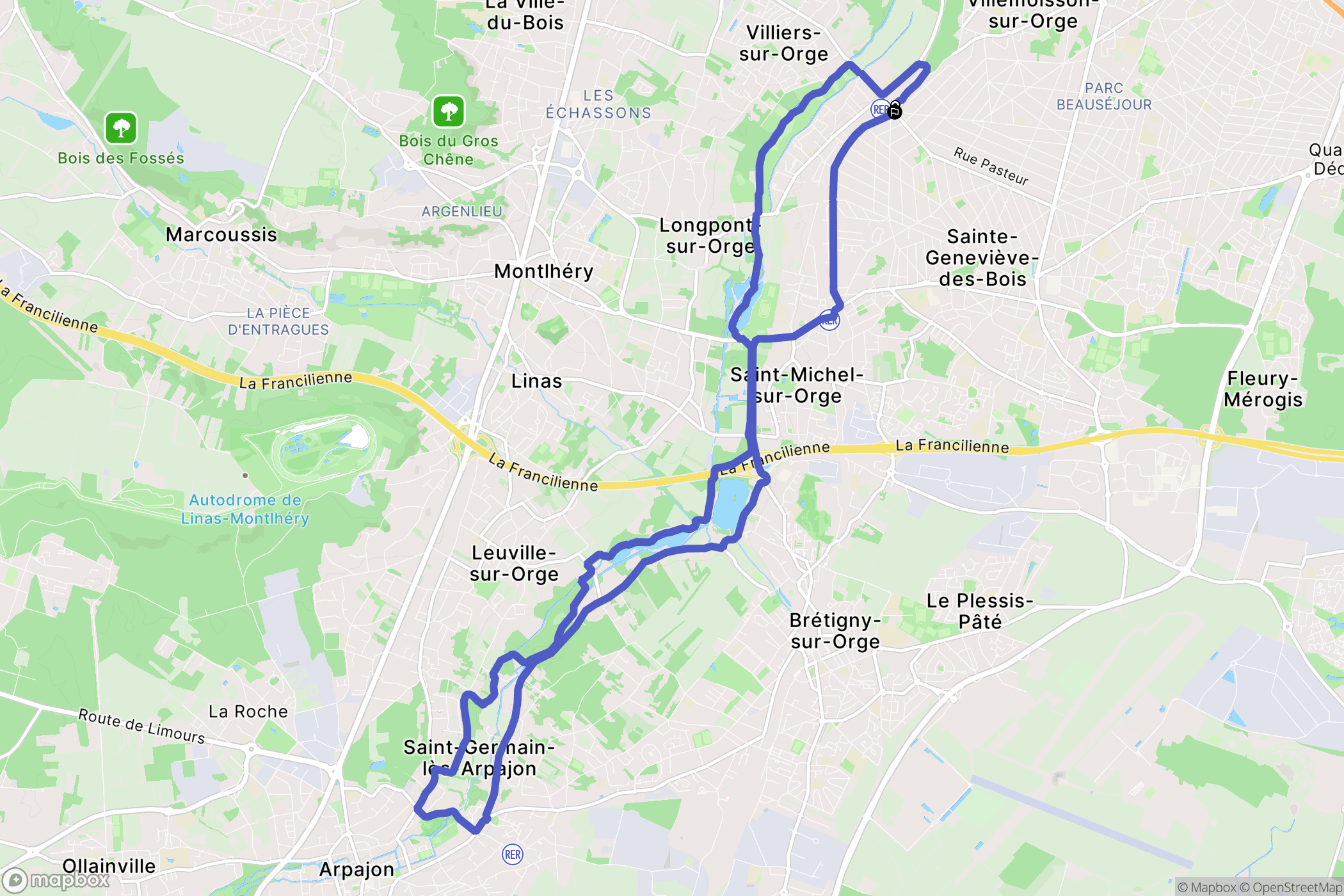 Sainte-Geneviève-des-Bois : carte du parcours de randonnée - France