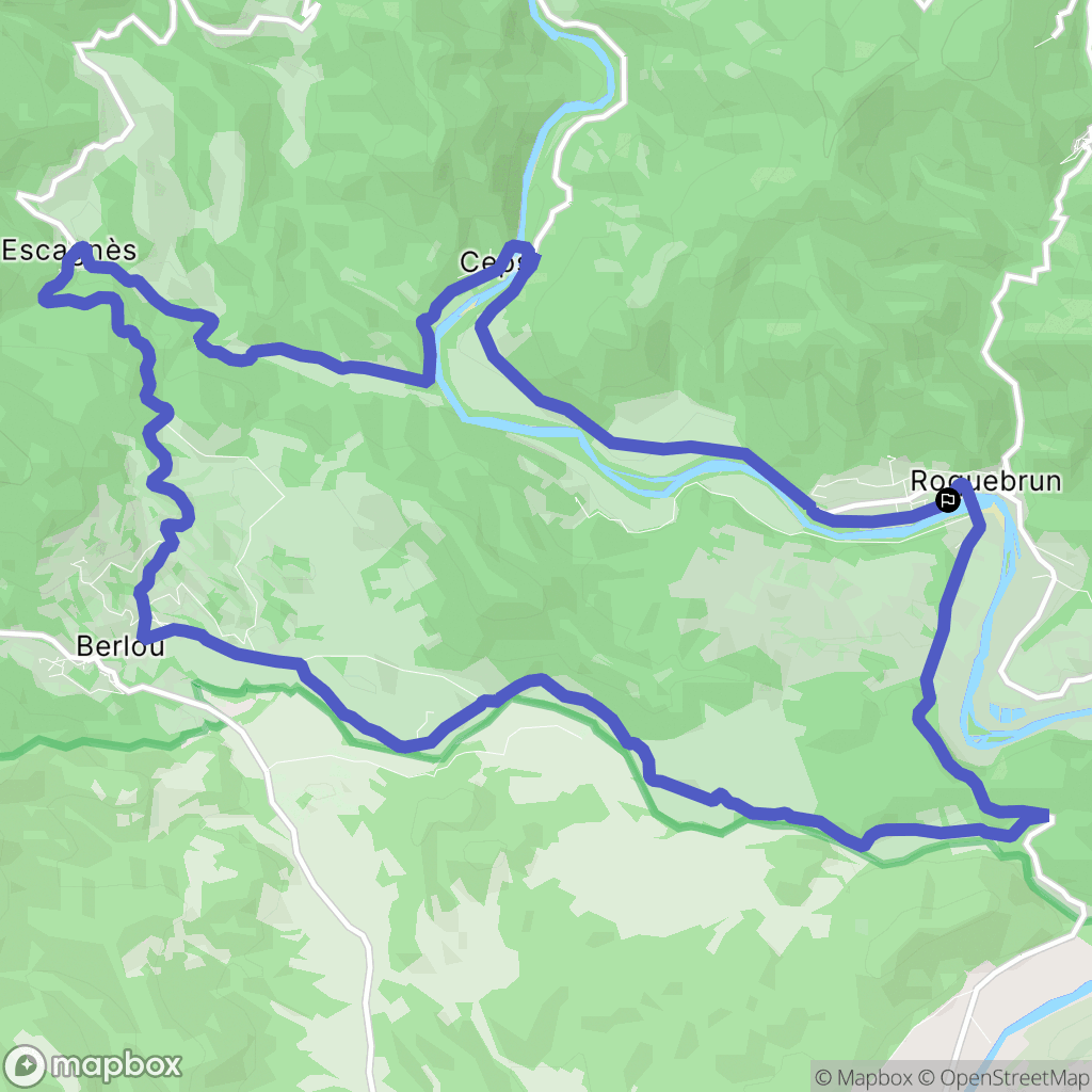 Roquebrun : carte du parcours de randonnée - France