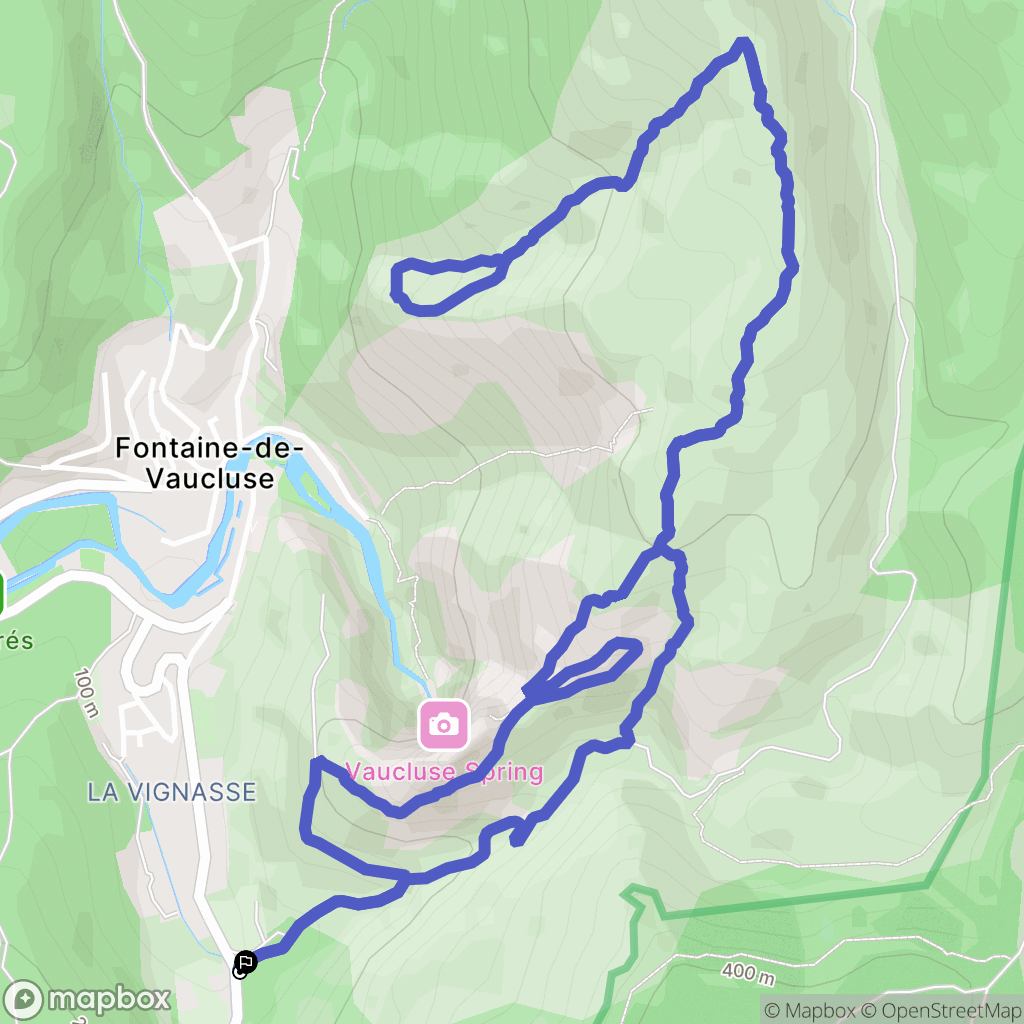 Fontaine-de-Vaucluse : carte du parcours de randonnée - France