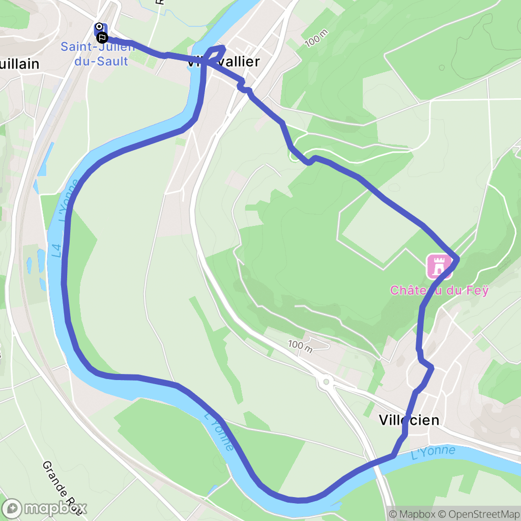 Saint-Julien-du-Sault : carte du parcours de randonnée - France