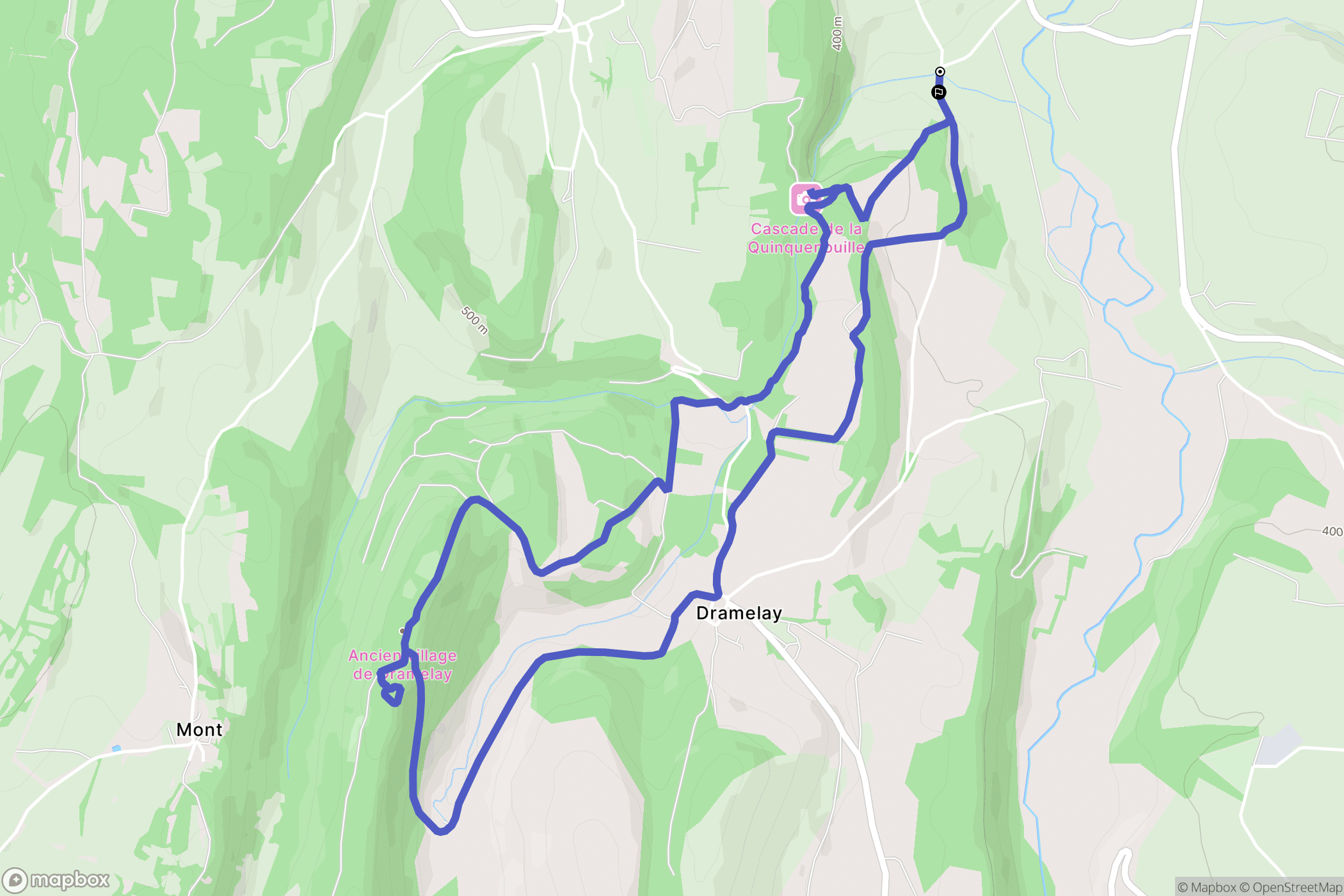 Valzin en Petite Montagne : carte du parcours de randonnée - France