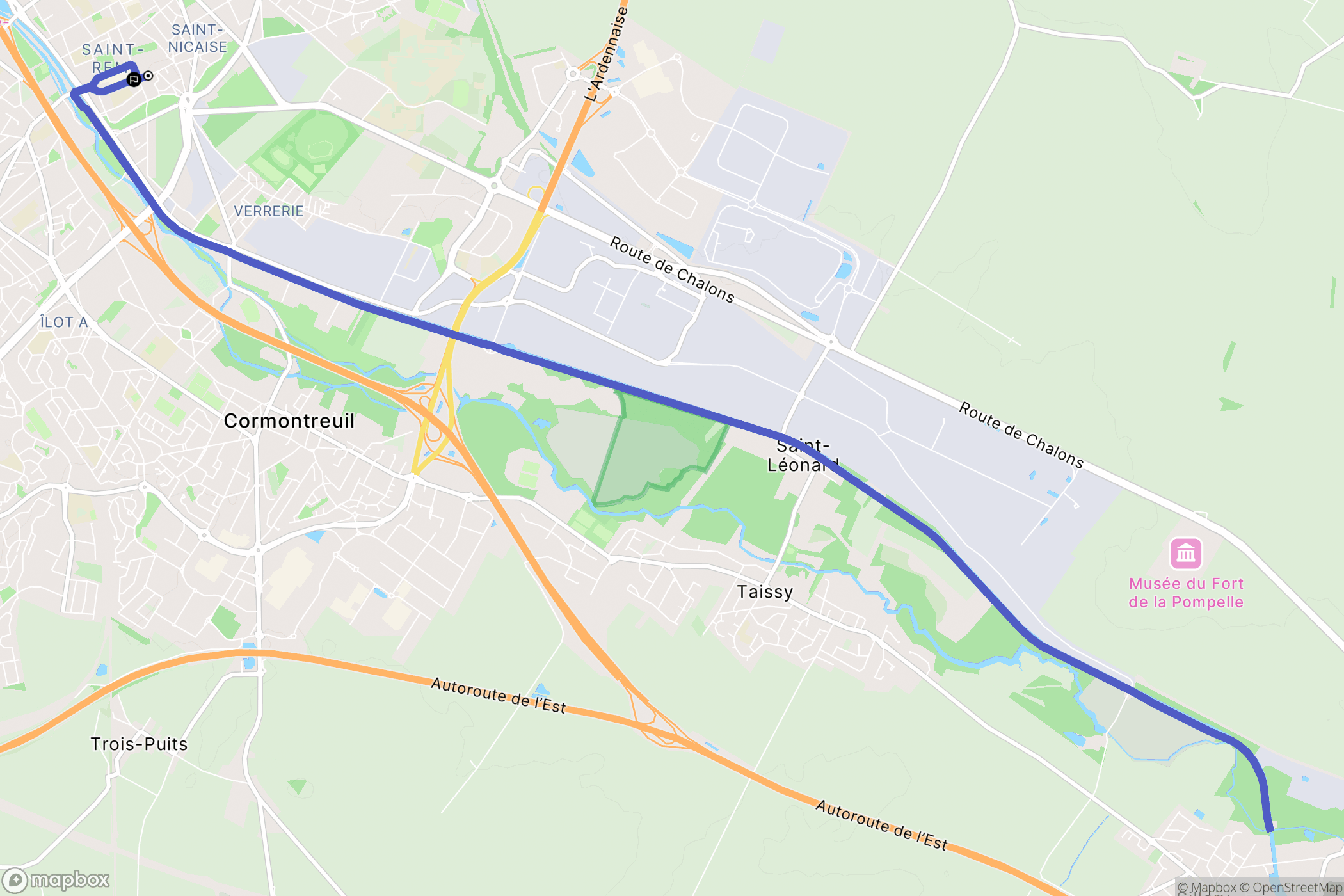 Reims : carte du parcours de randonnée - France