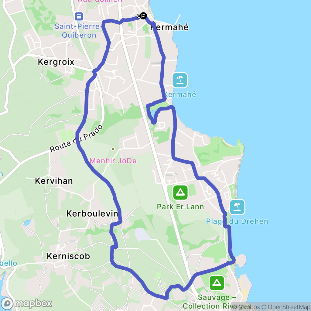 Saint-Pierre-Quiberon : carte du parcours de randonnée - France
