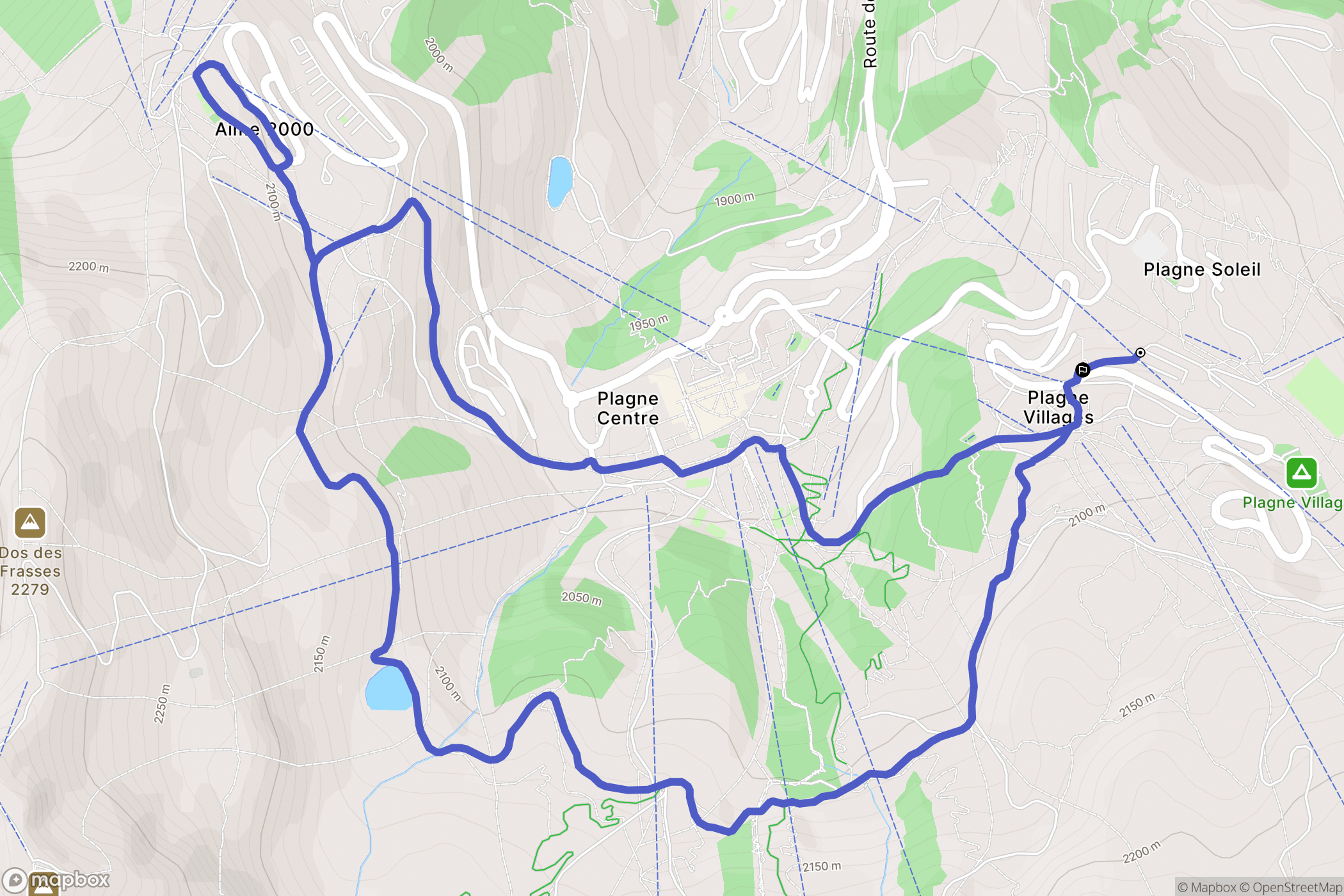 La Plagne-Tarentaise : carte du parcours de randonnée - France