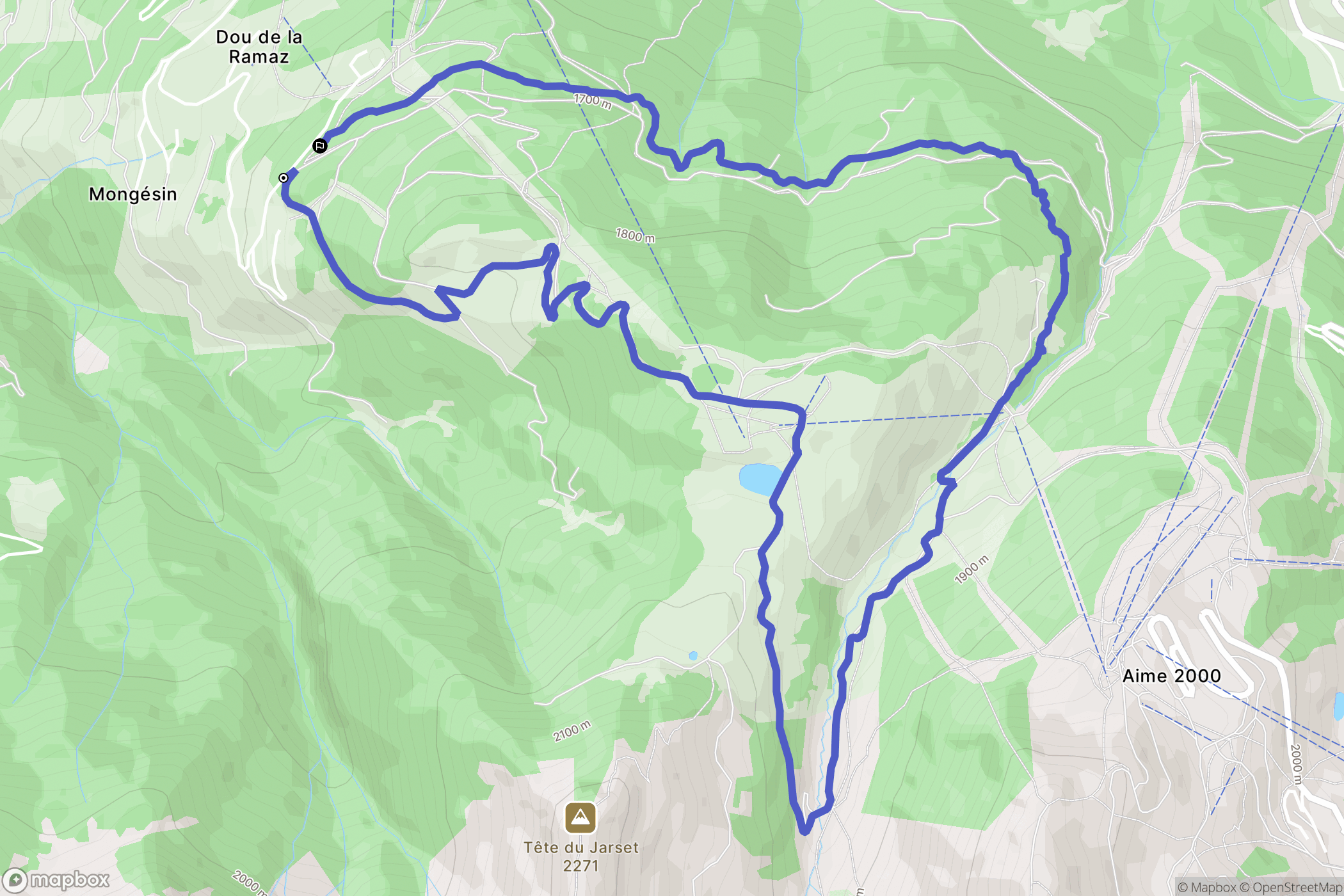 Aime-la-Plagne : carte du parcours de randonnée - France