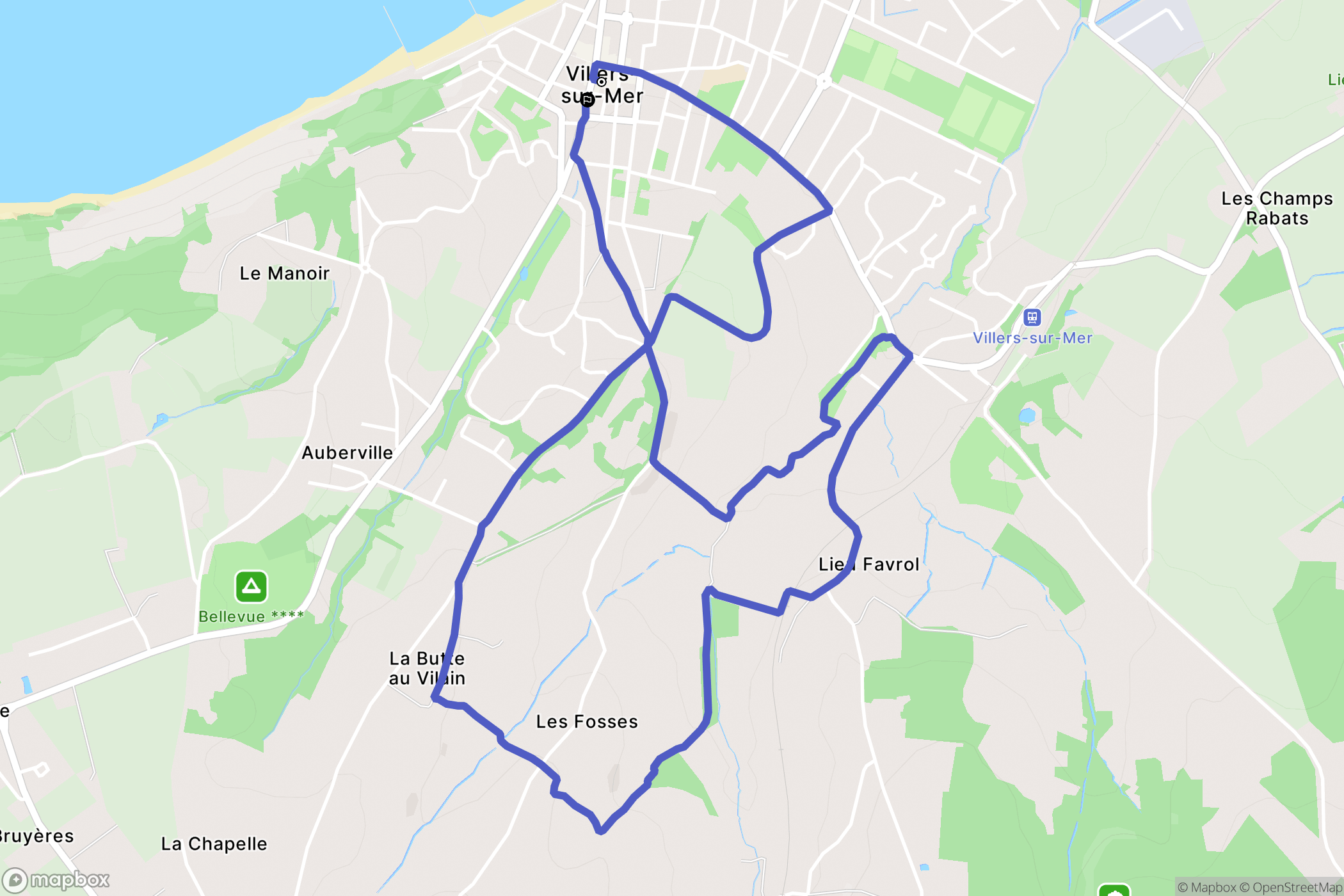Villers-sur-Mer : carte du parcours de randonnée - France