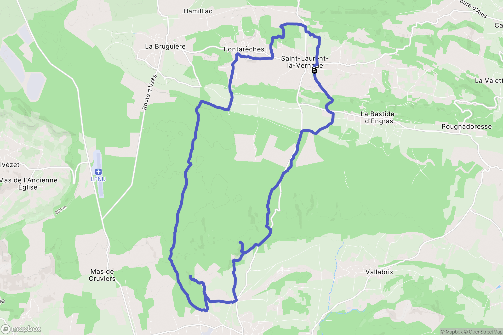 Saint-Laurent-la-Vernède : carte du parcours de randonnée - France