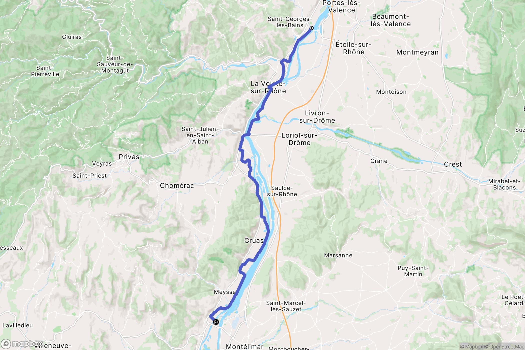 Charmes-sur-Rhône : carte du parcours de randonnée - France