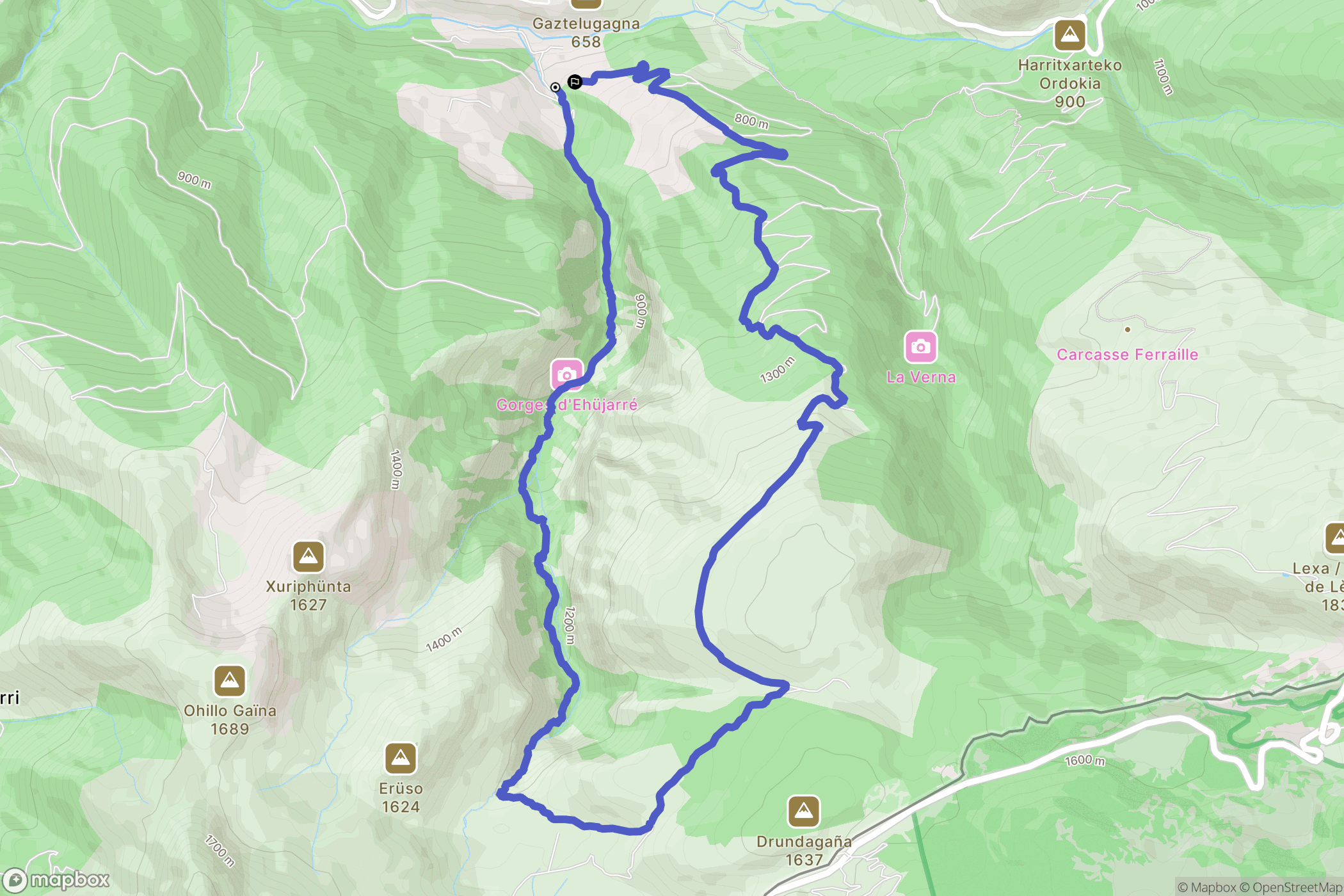 Sainte-Engrâce : carte du parcours de randonnée - France