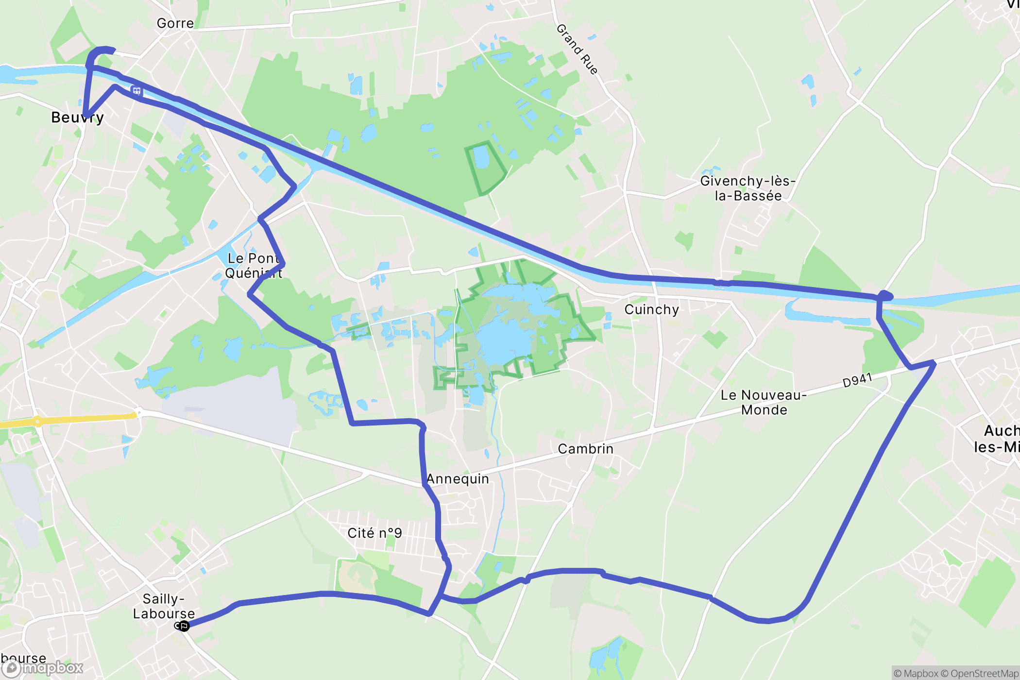Sailly-Labourse : carte du parcours de randonnée - France
