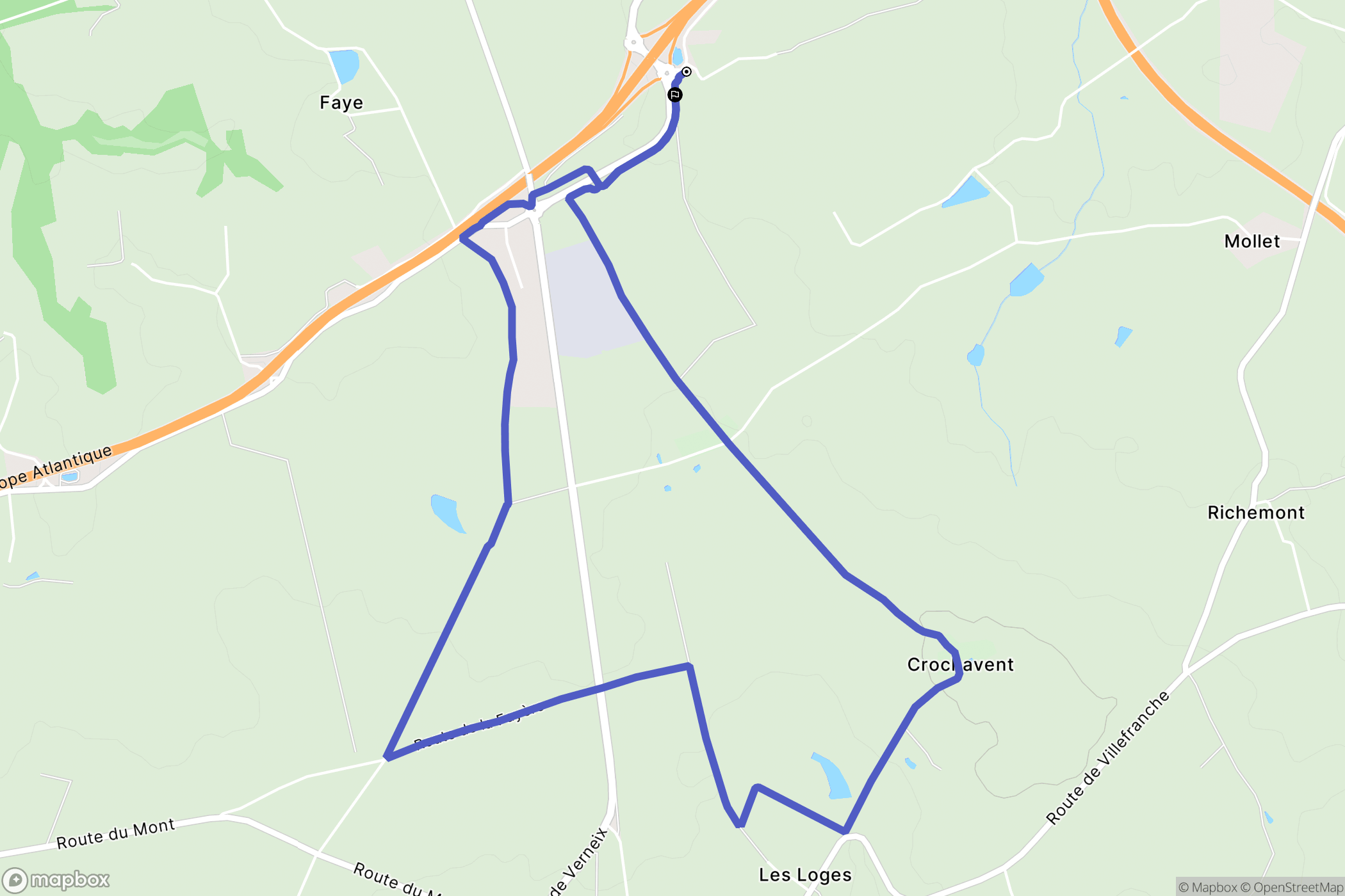 Bizeneuille : carte du parcours de randonnée - France