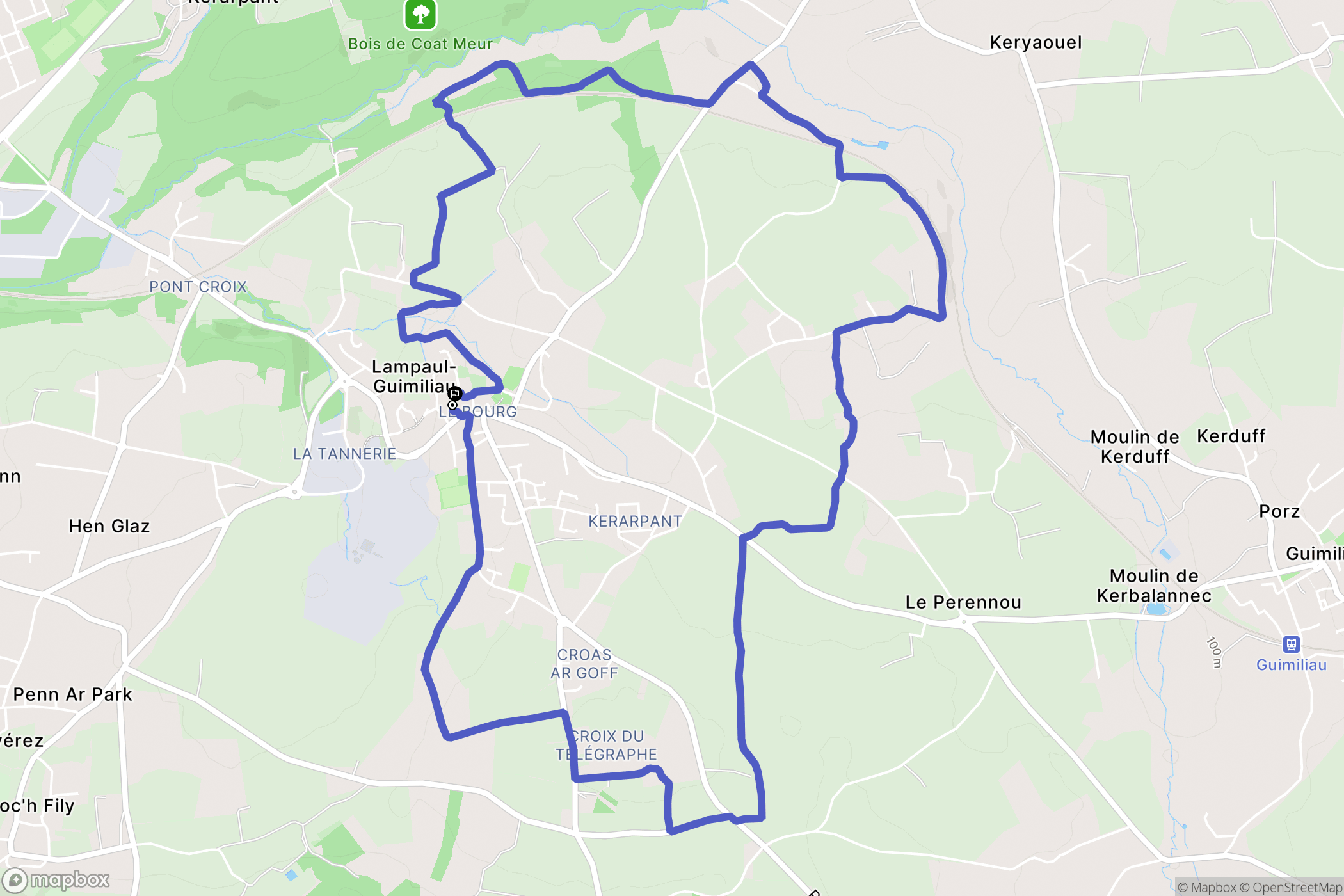 Lampaul-Guimiliau : carte du parcours de randonnée - France