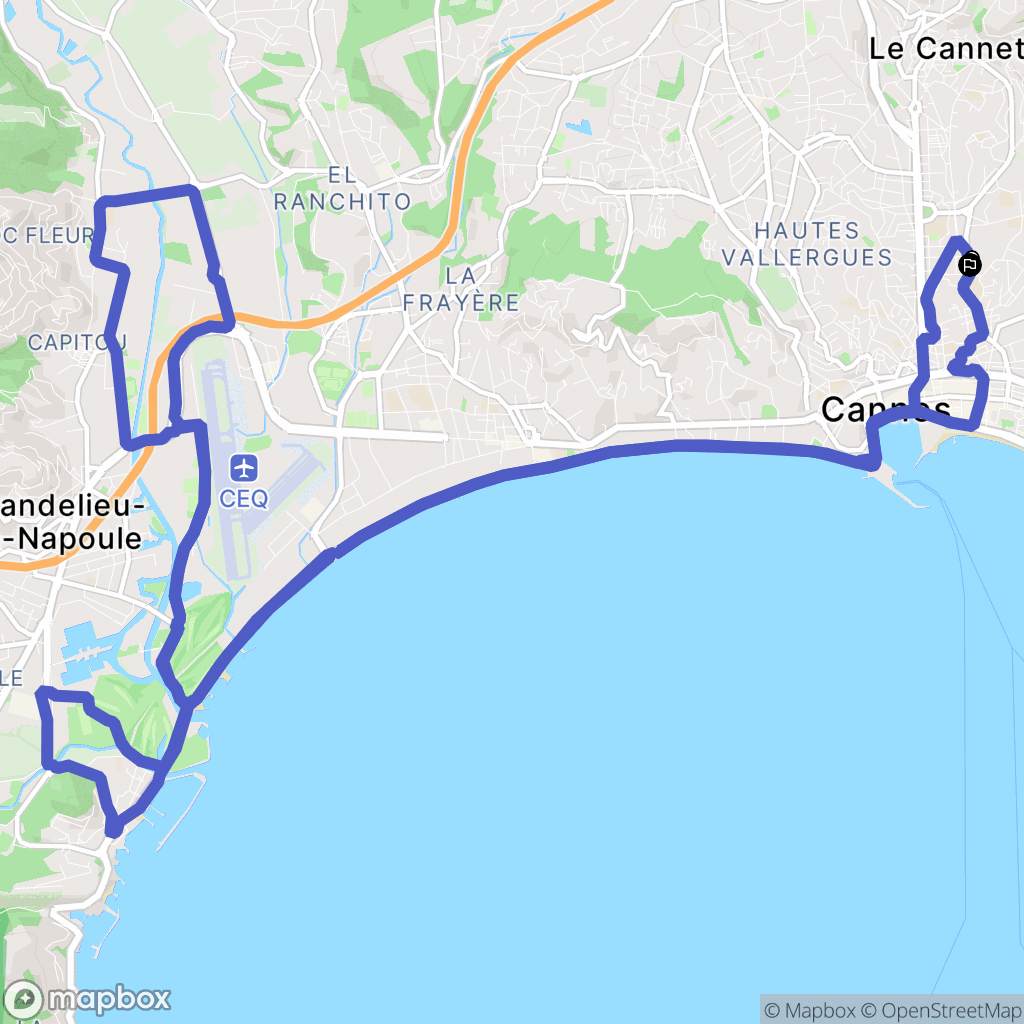 Cannes : carte du parcours de randonnée - France