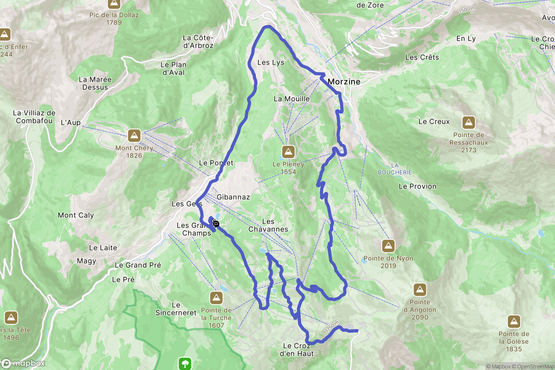 Les Gets : carte du parcours de randonnée - France
