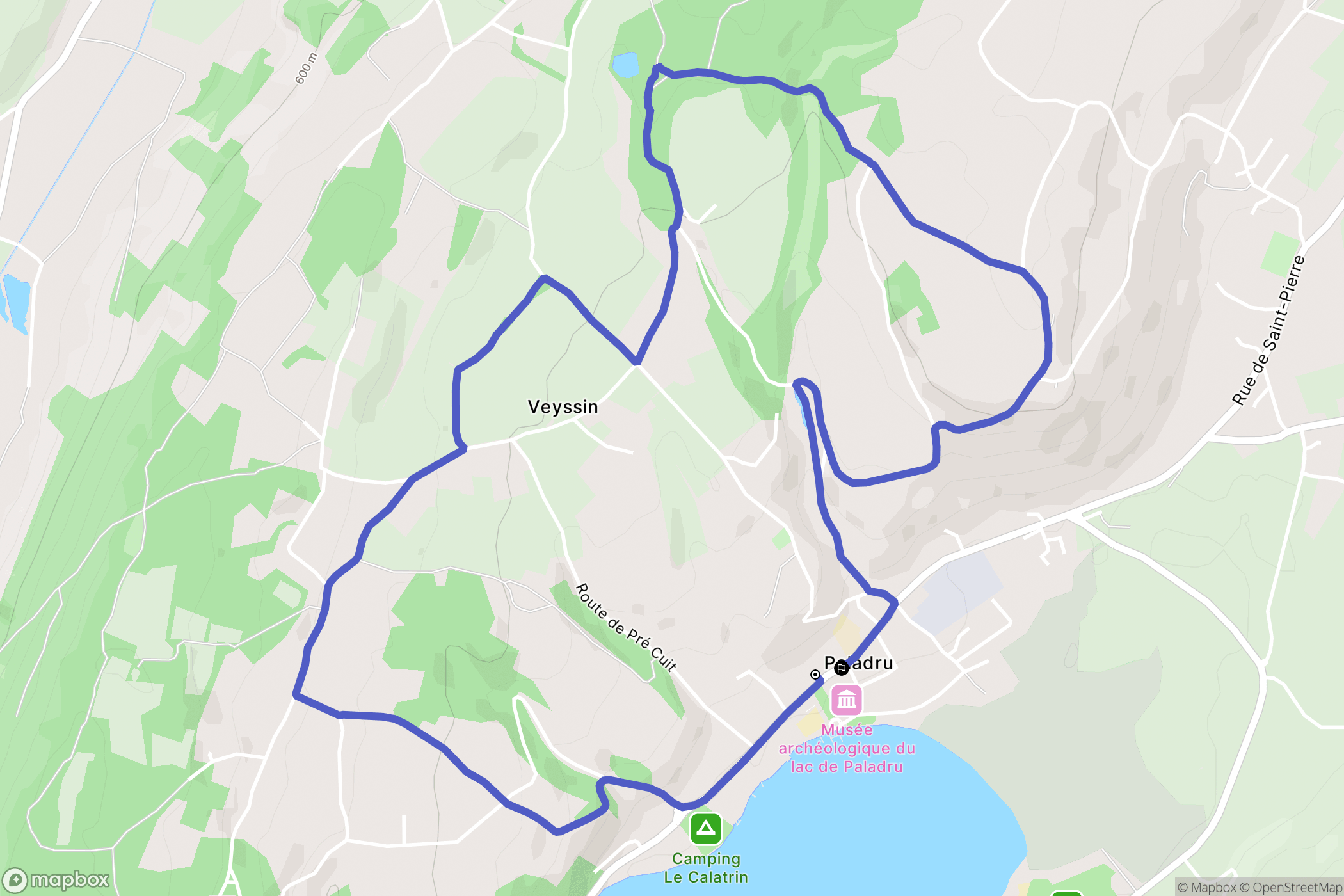 Villages du Lac de Paladru : carte du parcours de randonnée - France