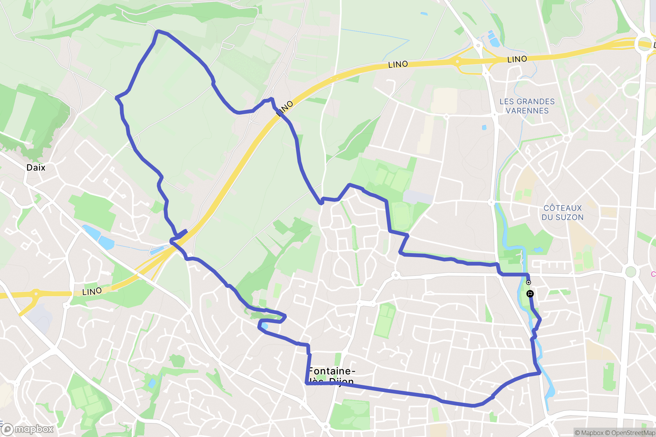 Dijon : carte du parcours de randonnée - France