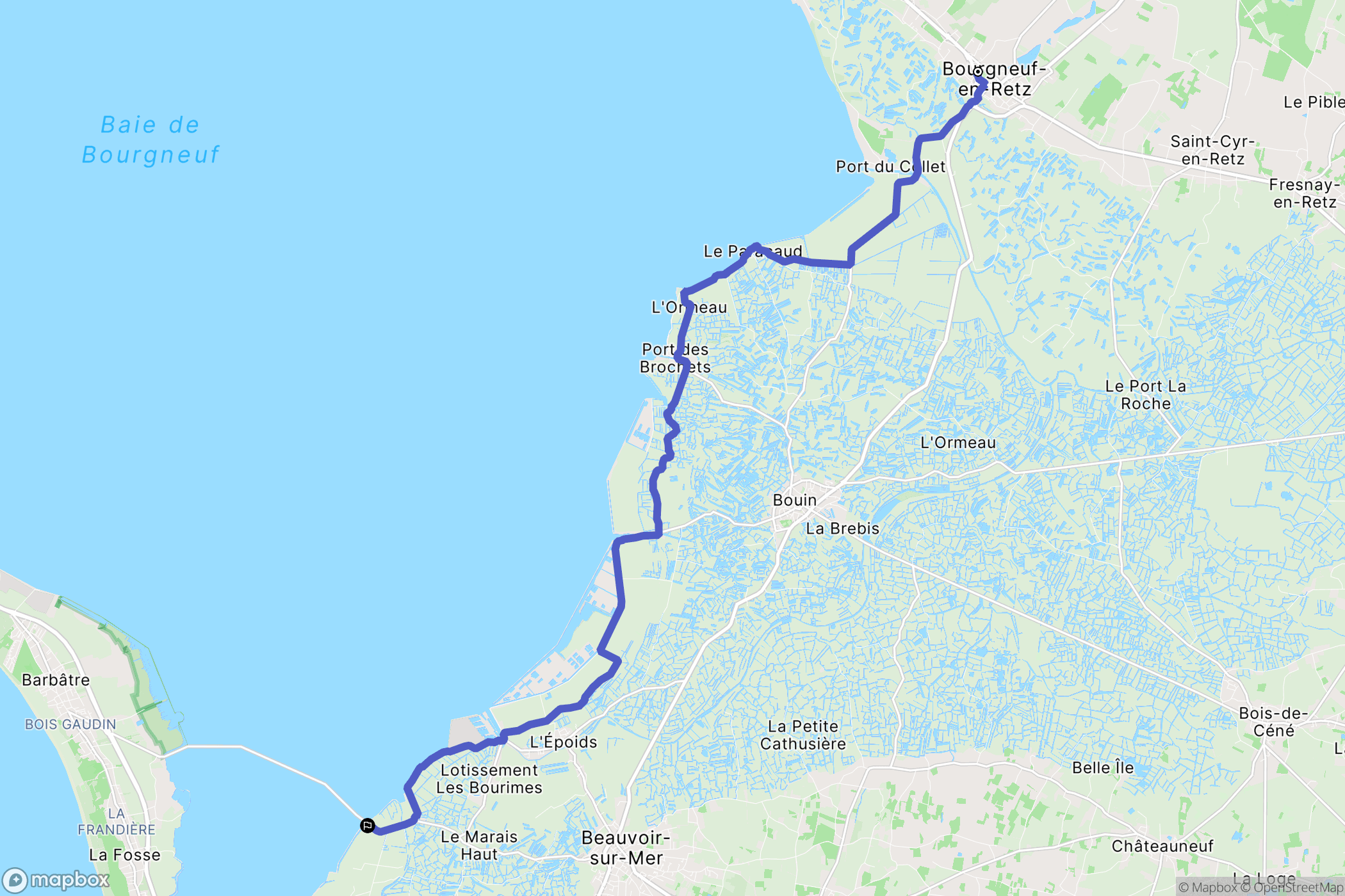 Villeneuve-en-Retz : carte du parcours de randonnée - France