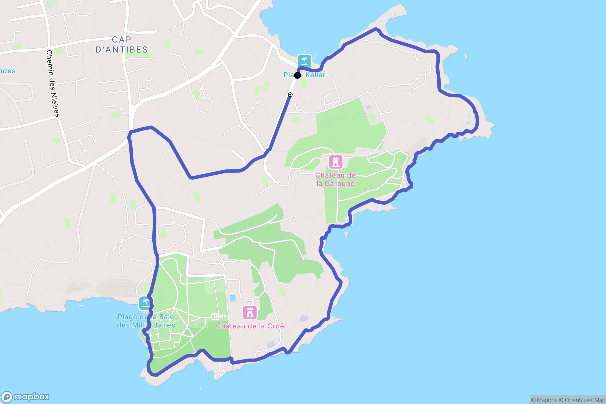 Antibes : carte du parcours de randonnée - France