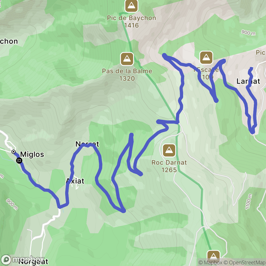 Miglos : carte du parcours de randonnée - France